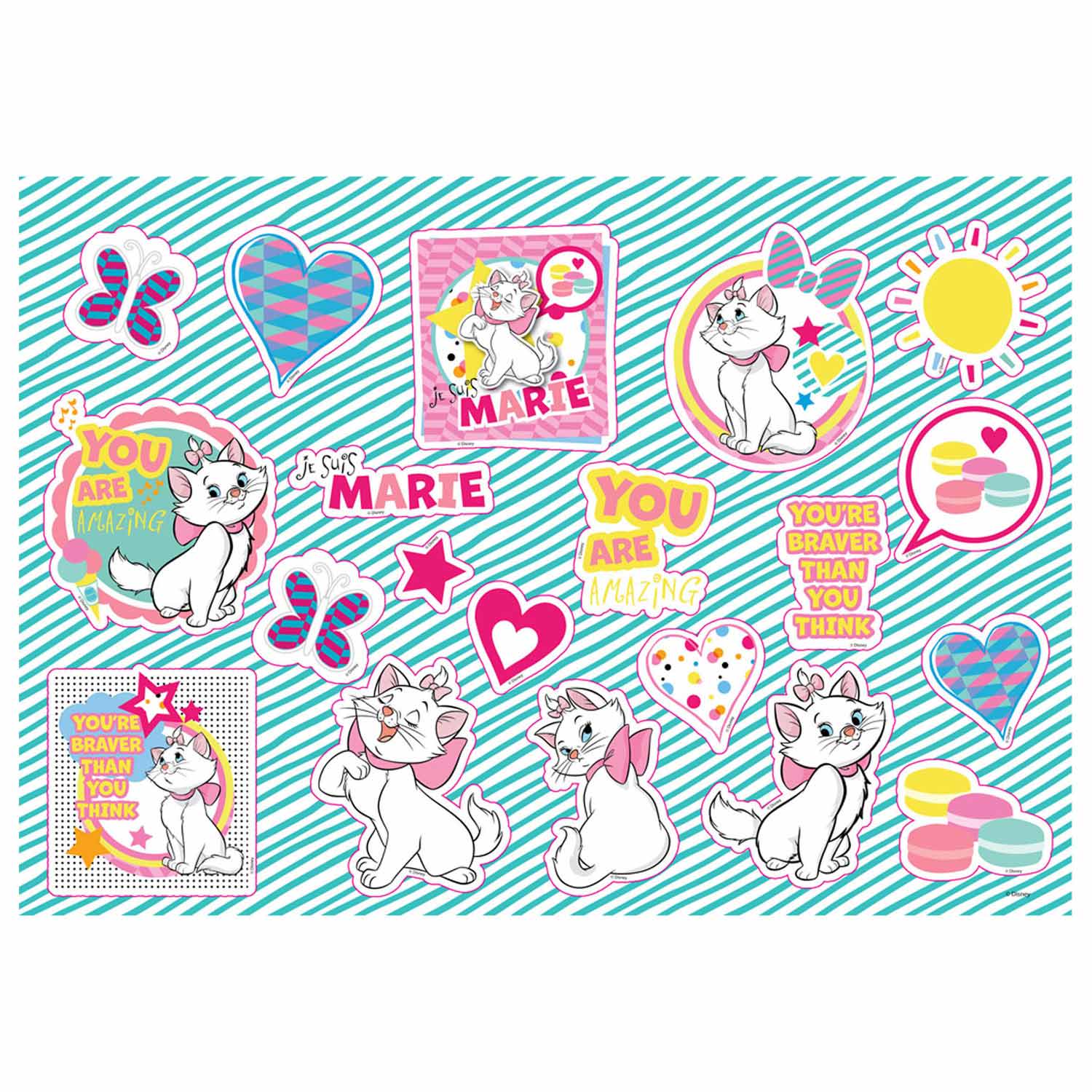 Marie-Katze-Malvorlagen mit Schablone und Stickerbogen
