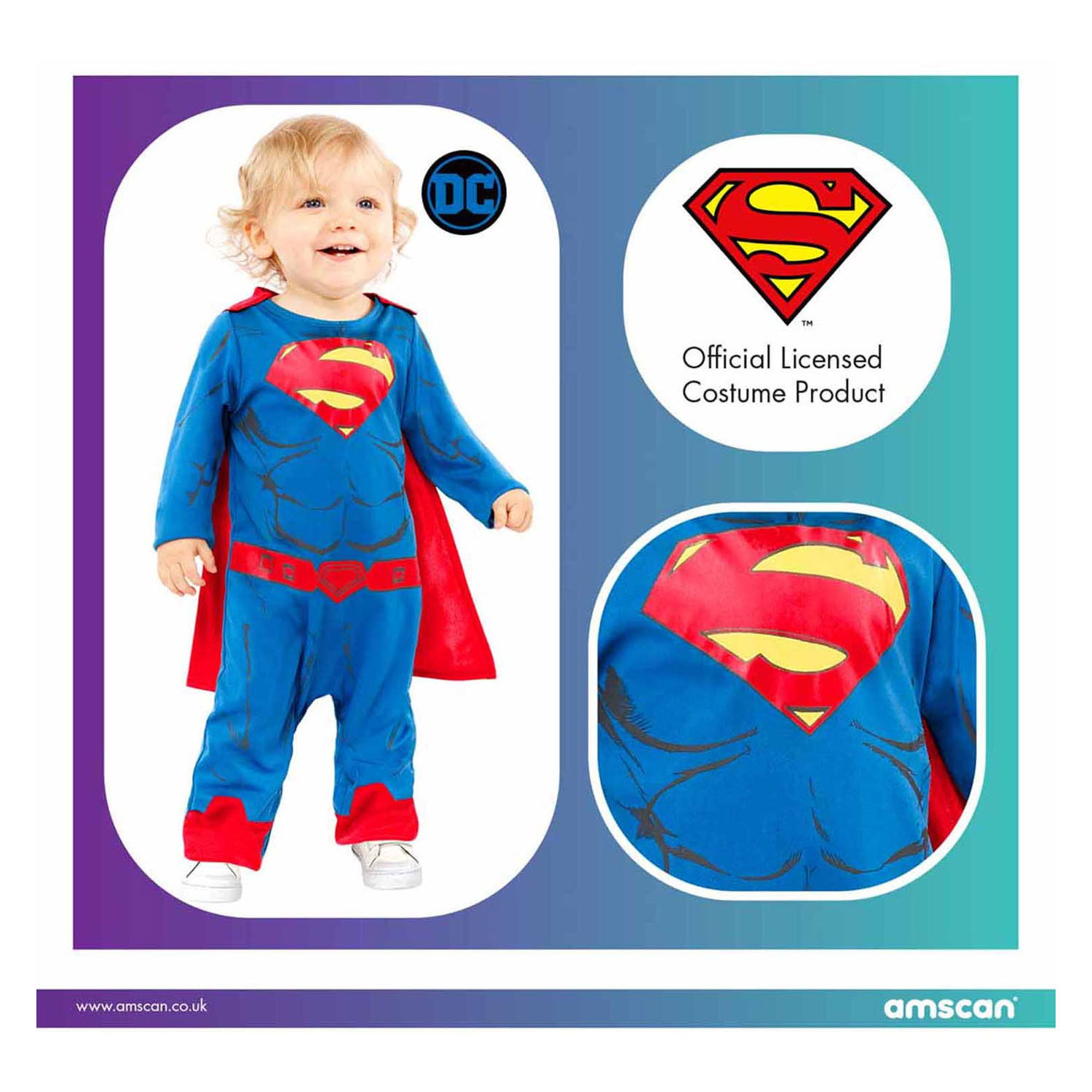 Déguisement enfant Superman, 2-3 ans.