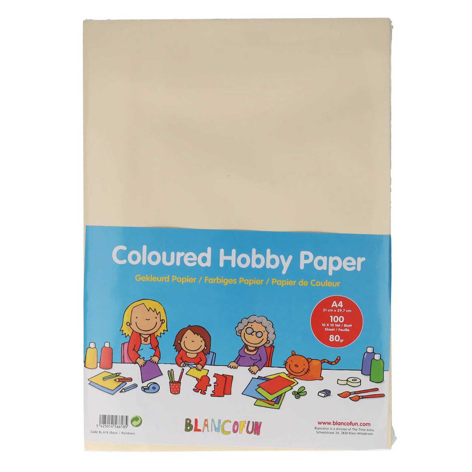 Papier de loisirs créatifs coloré A4, 80 grammes, 100 feuilles