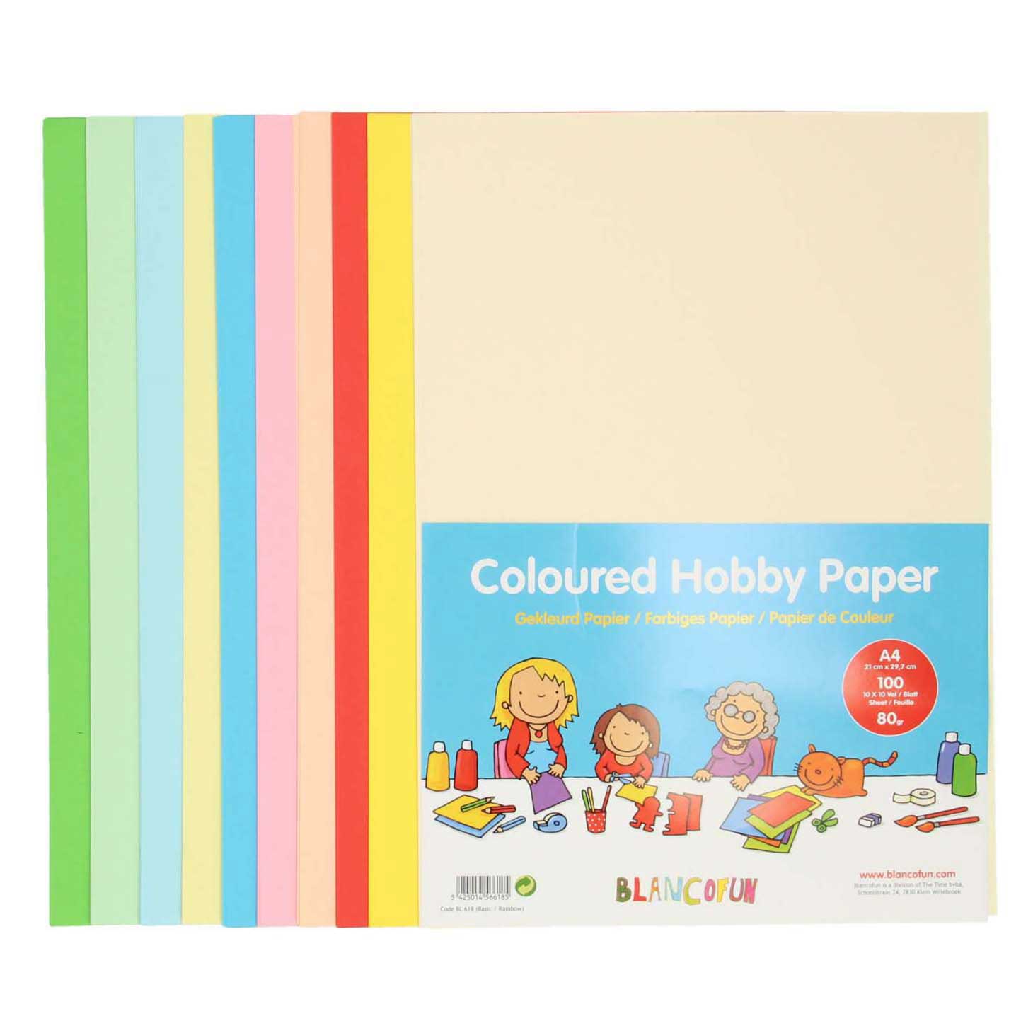 Papier de loisirs créatifs coloré A4, 80 grammes, 100 feuilles