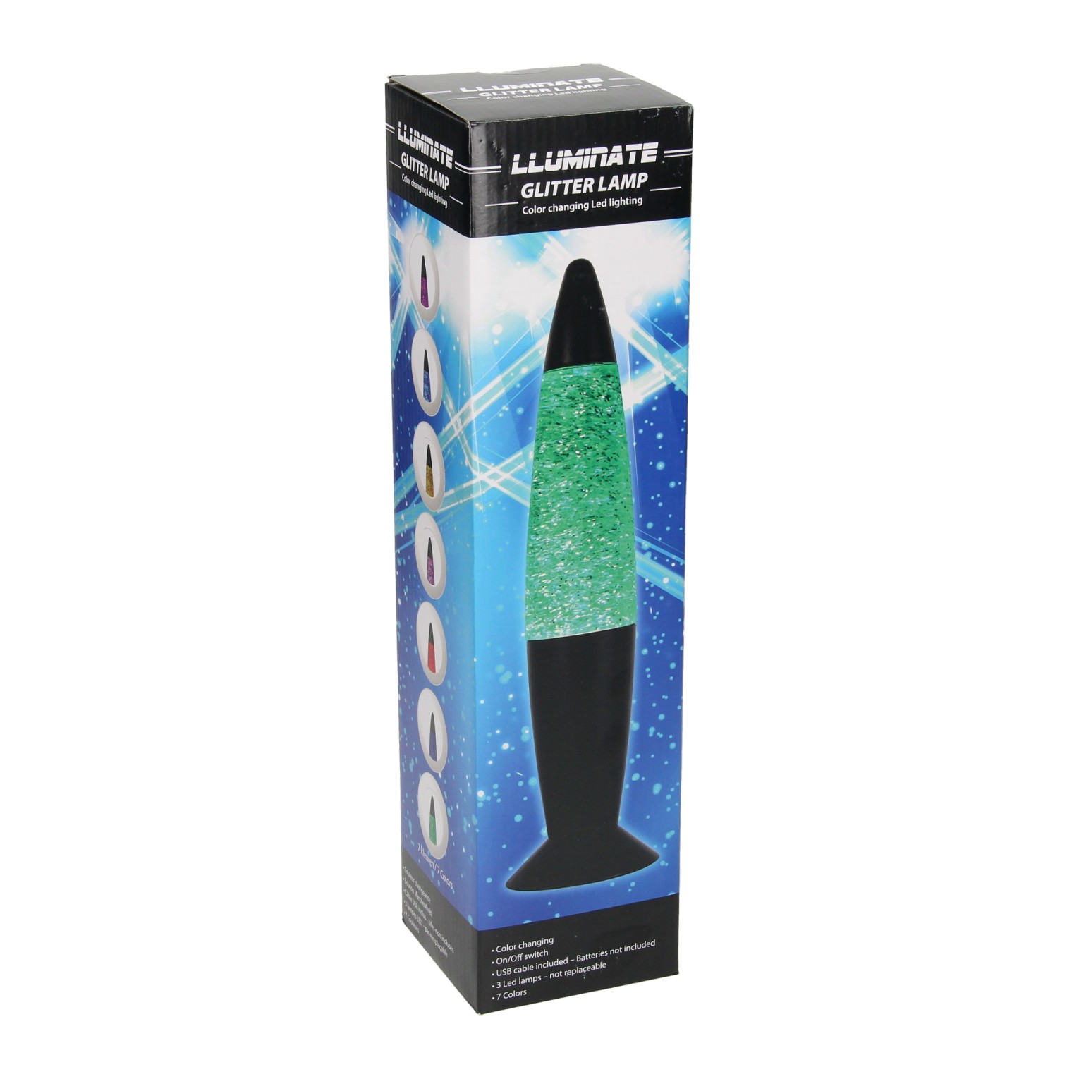 Lampe LED à paillettes changeant de couleur, 34 cm