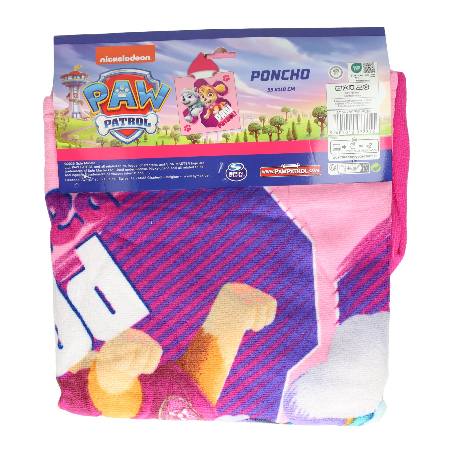 Handdoek Poncho Paw Patrol Roze 55x110cm