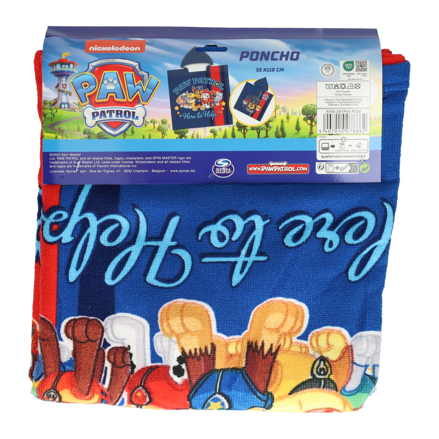 Handdoek Poncho Paw Patrol 55x110cm