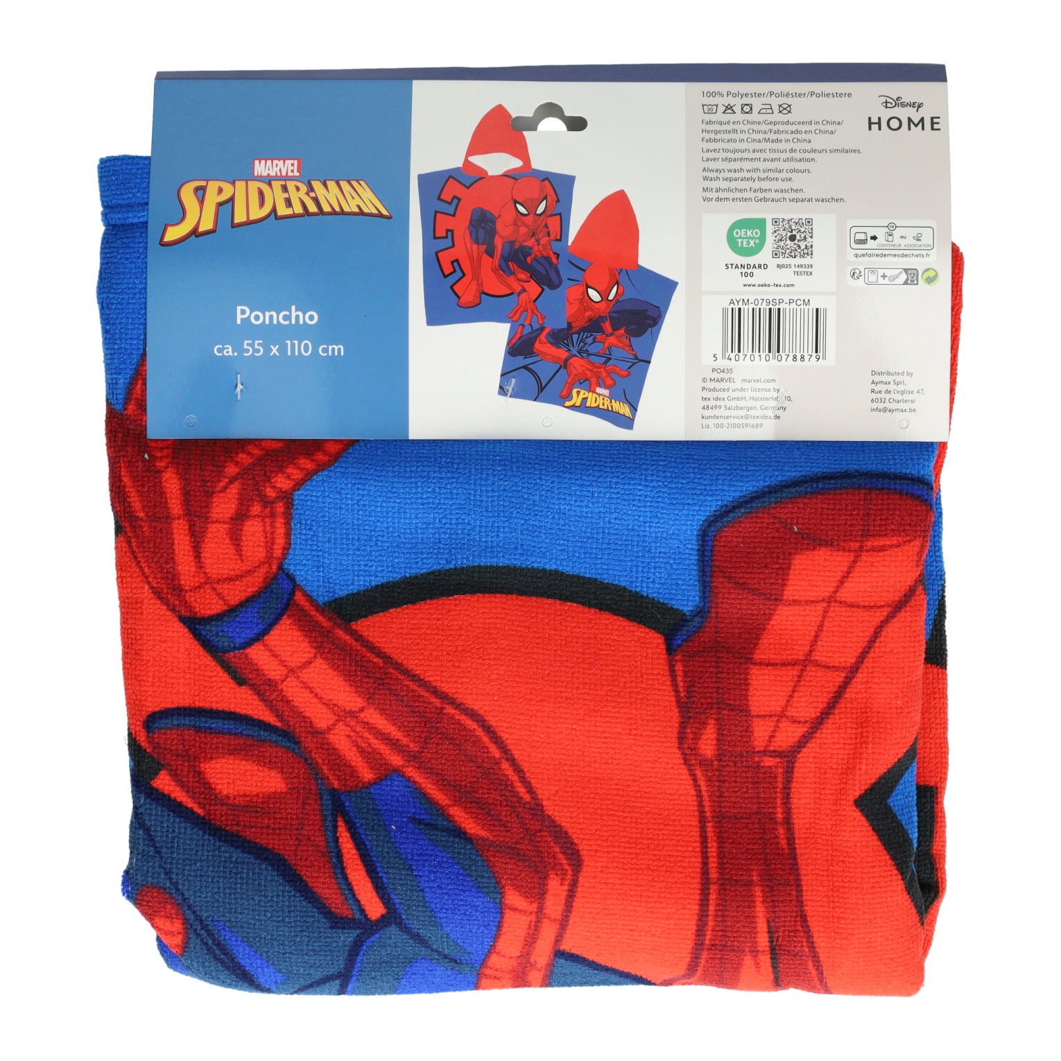 Handdoek Poncho Spiderman 55x110cm