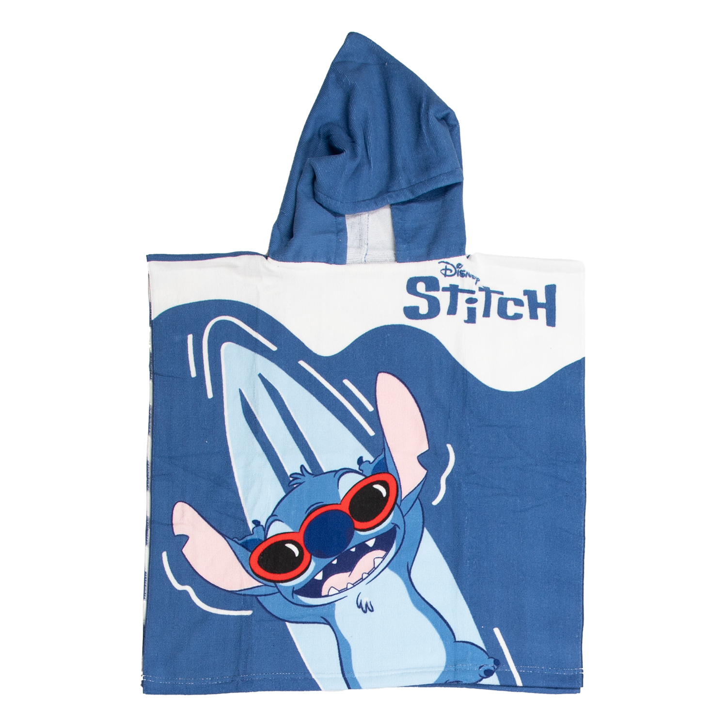 Handdoek Poncho Stitch Blauw/Wit 55x110cm