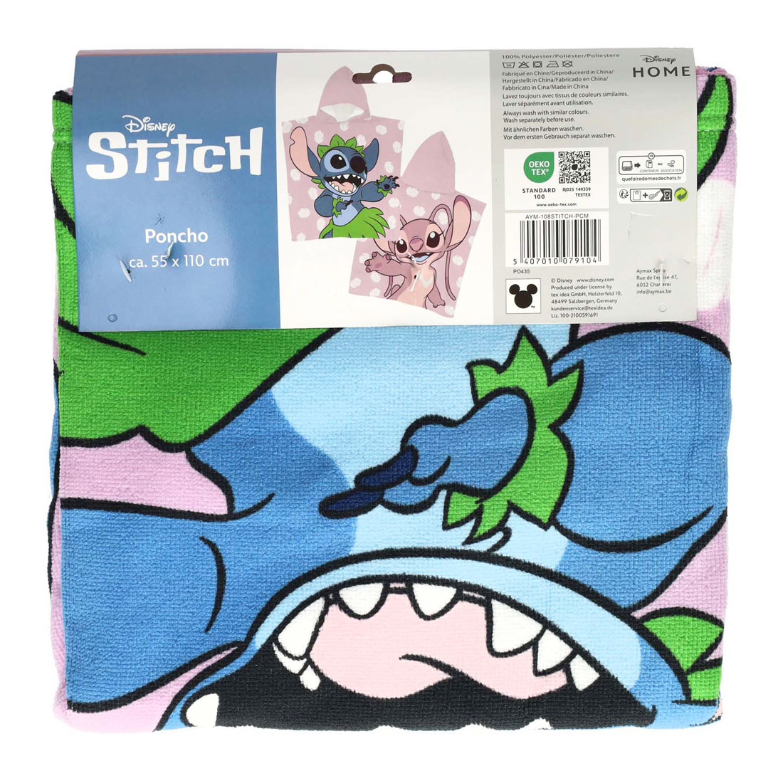 Handdoek Poncho Stitch Lila 55x110cm