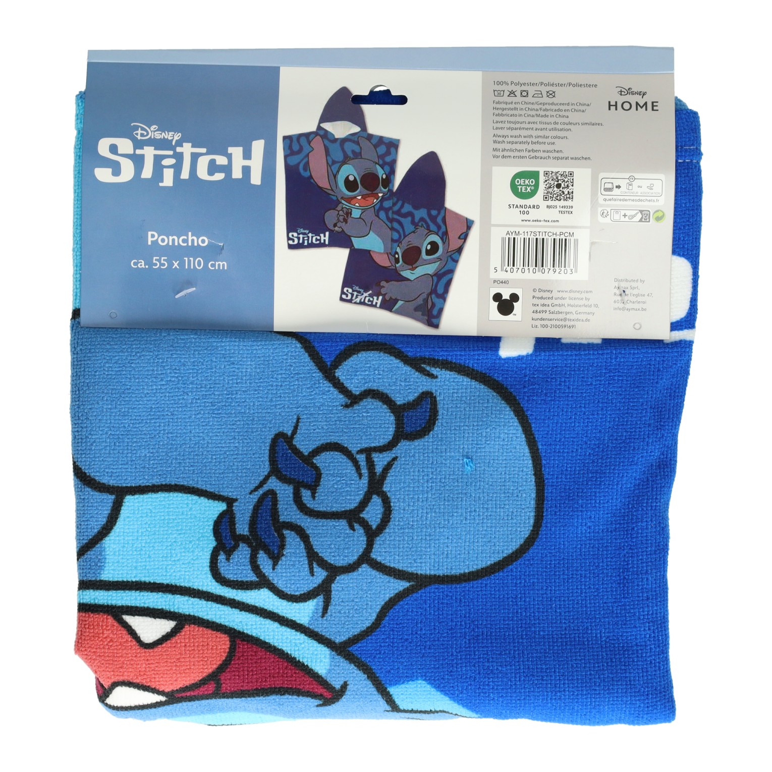 Handdoek Poncho Stitch Blauw 55x110cm