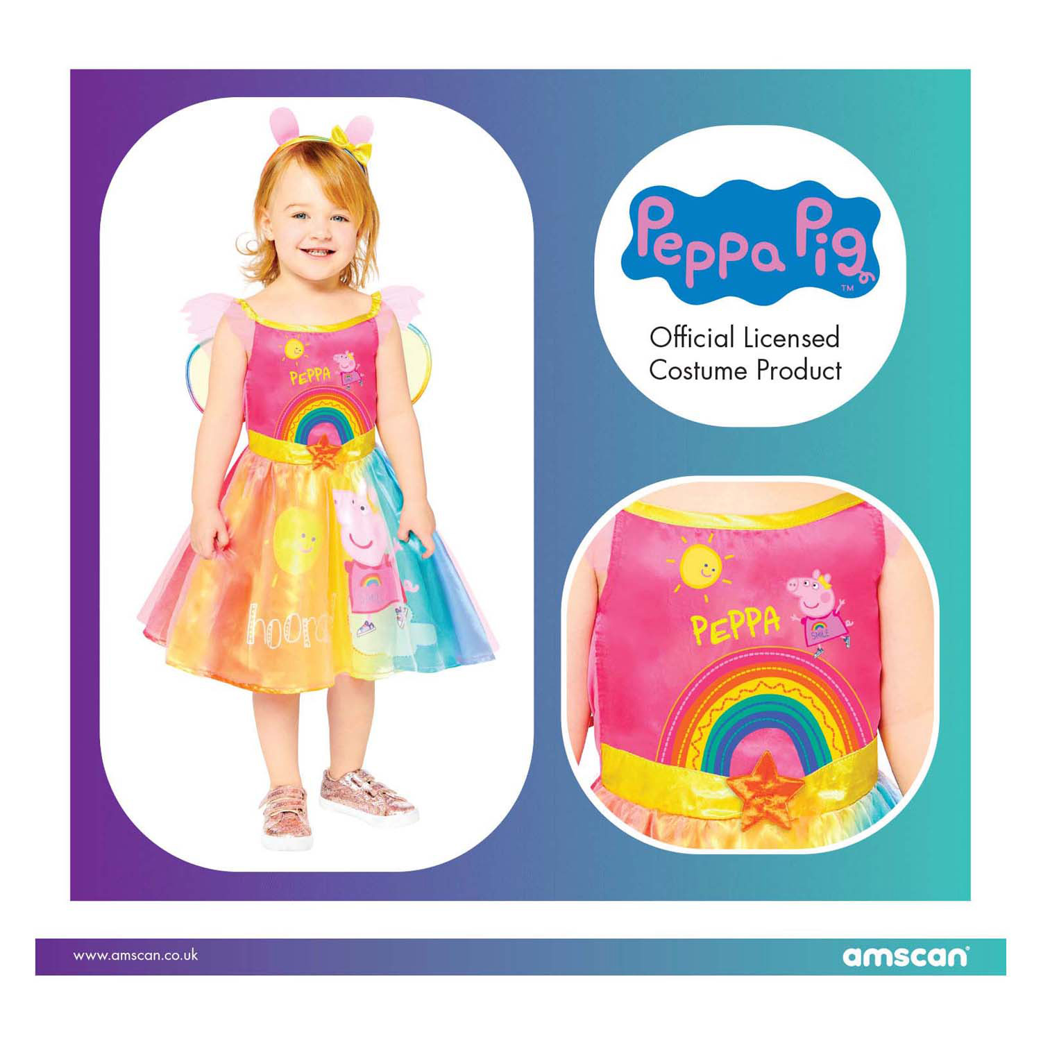Peppa-Regenbogen-Kleid, Kinderkostüm – 2-3 Jahre