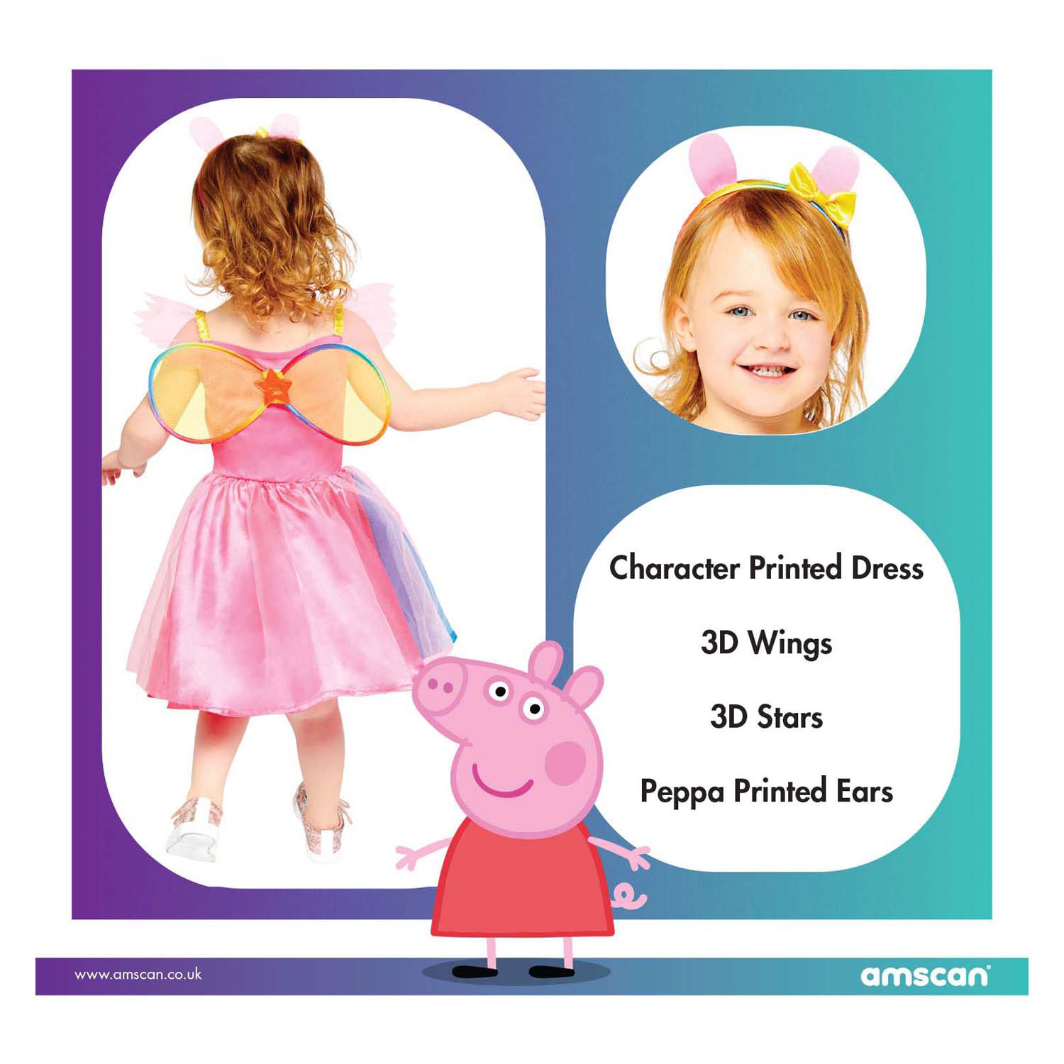 Peppa-Regenbogen-Kleid, Kinderkostüm – 2-3 Jahre