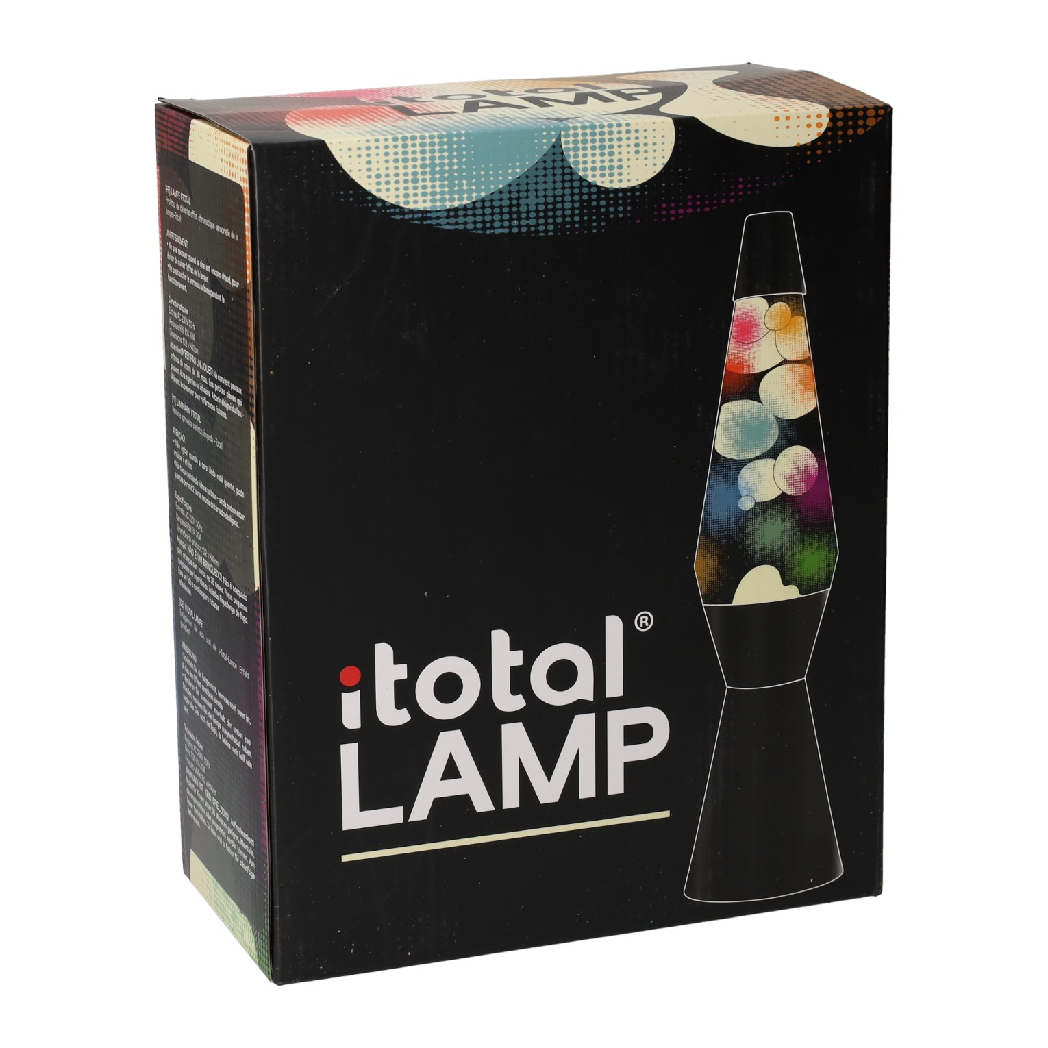 Lava Lamp Zwart met Regenboog Gloed