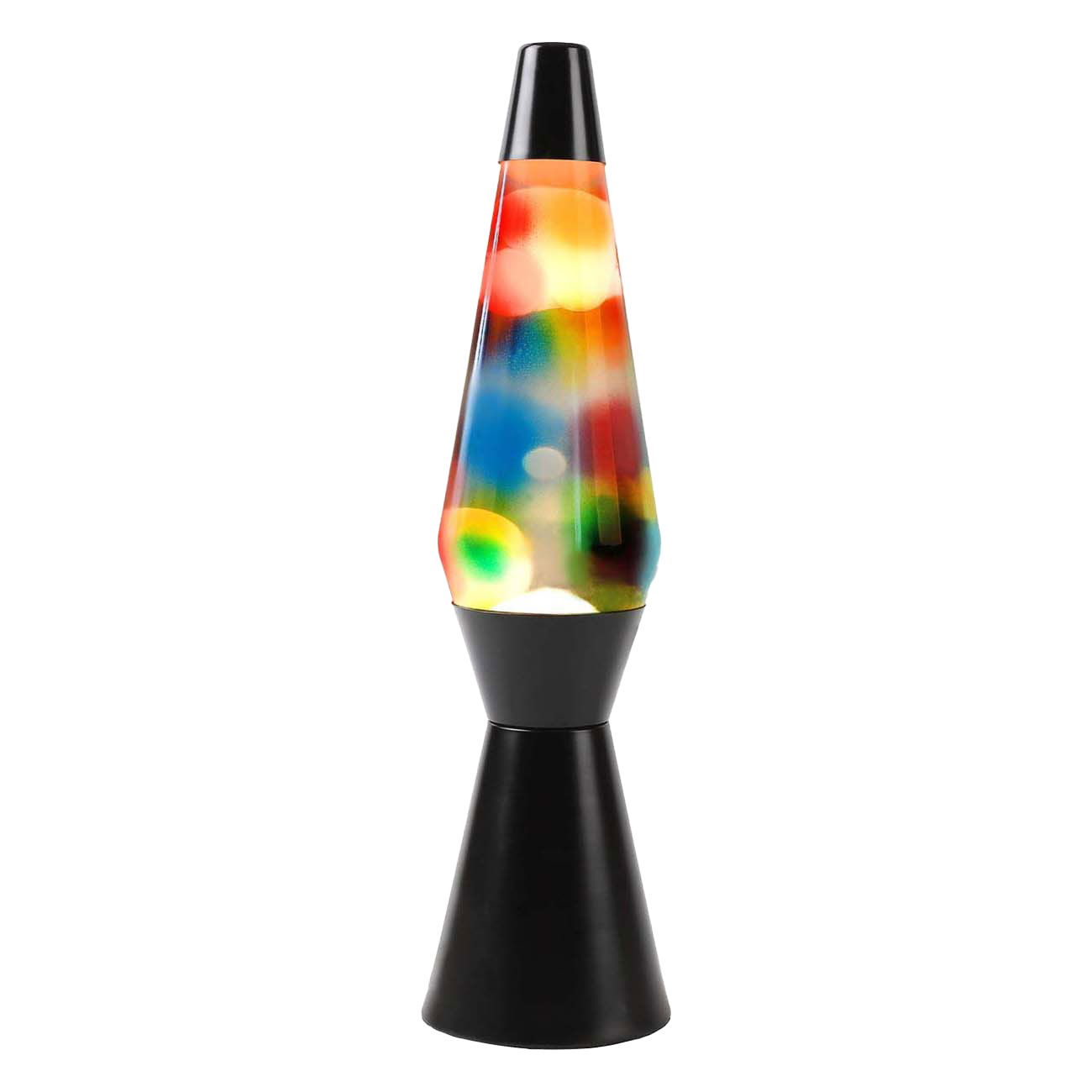 Lava Lamp Zwart met Regenboog Gloed