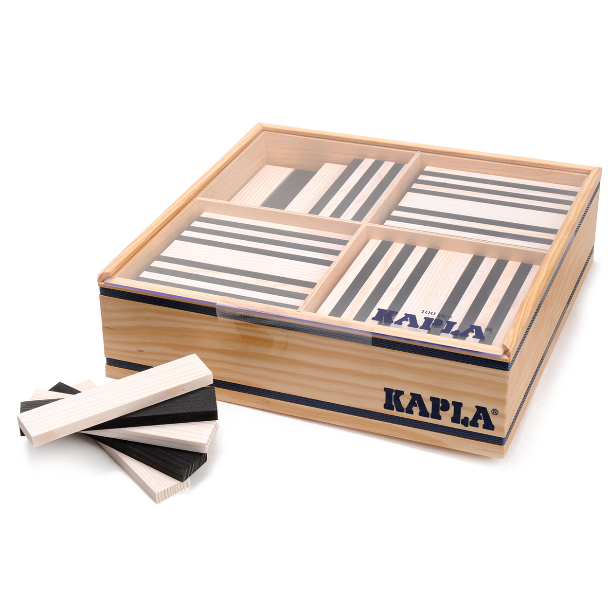 uniek Specialist Eerlijkheid KAPLA® Kist 100 Plankjes - Zwart/Wit ... | Lobbes Speelgoed België