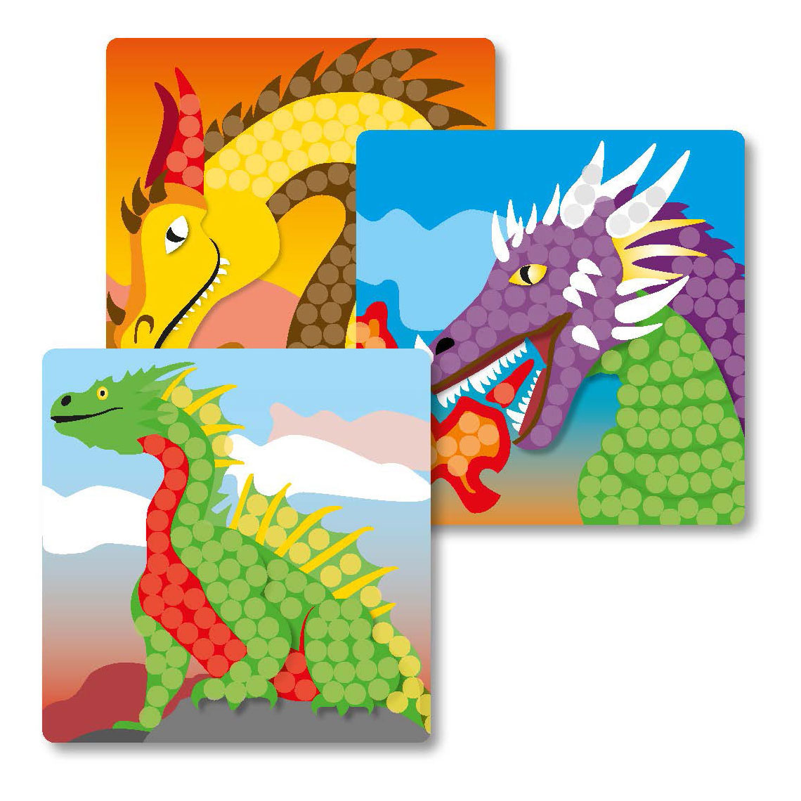 Les cartes mosaïque Playmais décorent un dragon fantastique