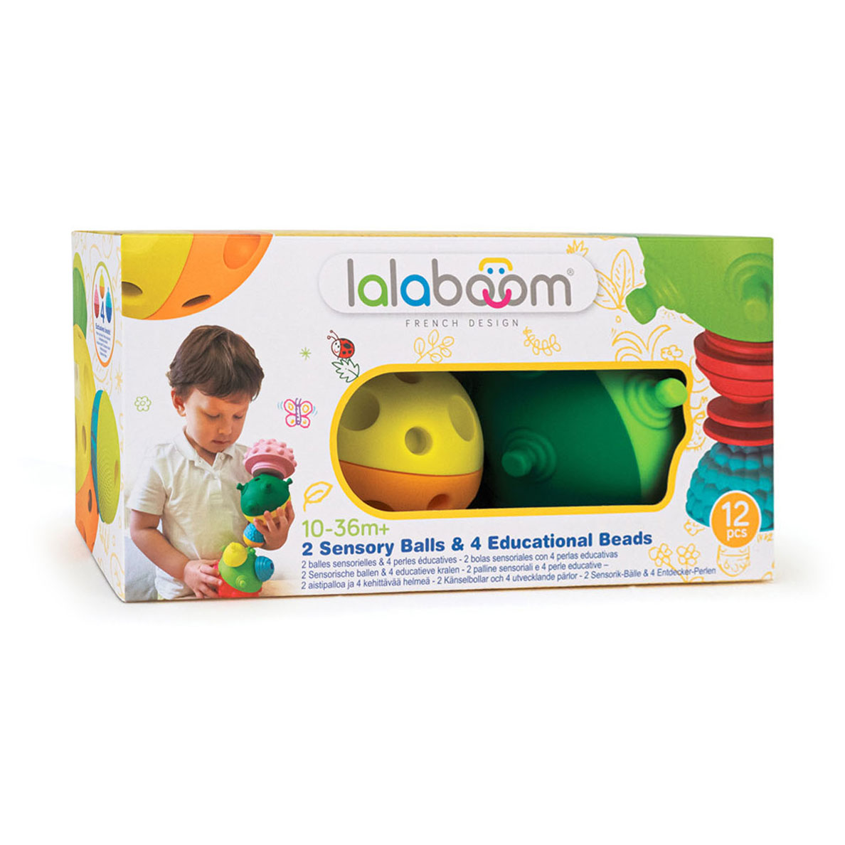 Lalaboom - Boules sensorielles et perles éducatives, 12 pcs.