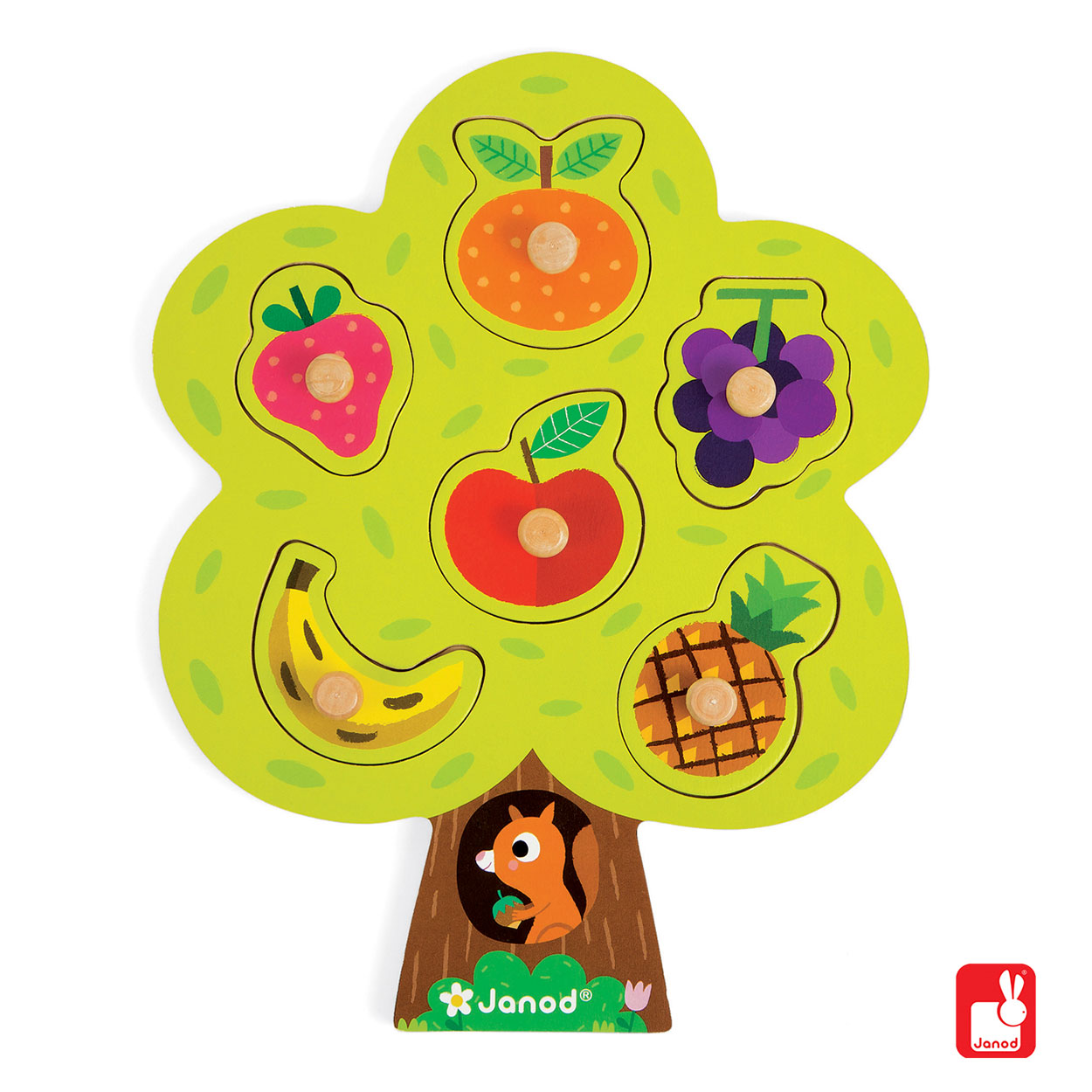 Janod Knopfpuzzle Obstbaum, 6-tlg.