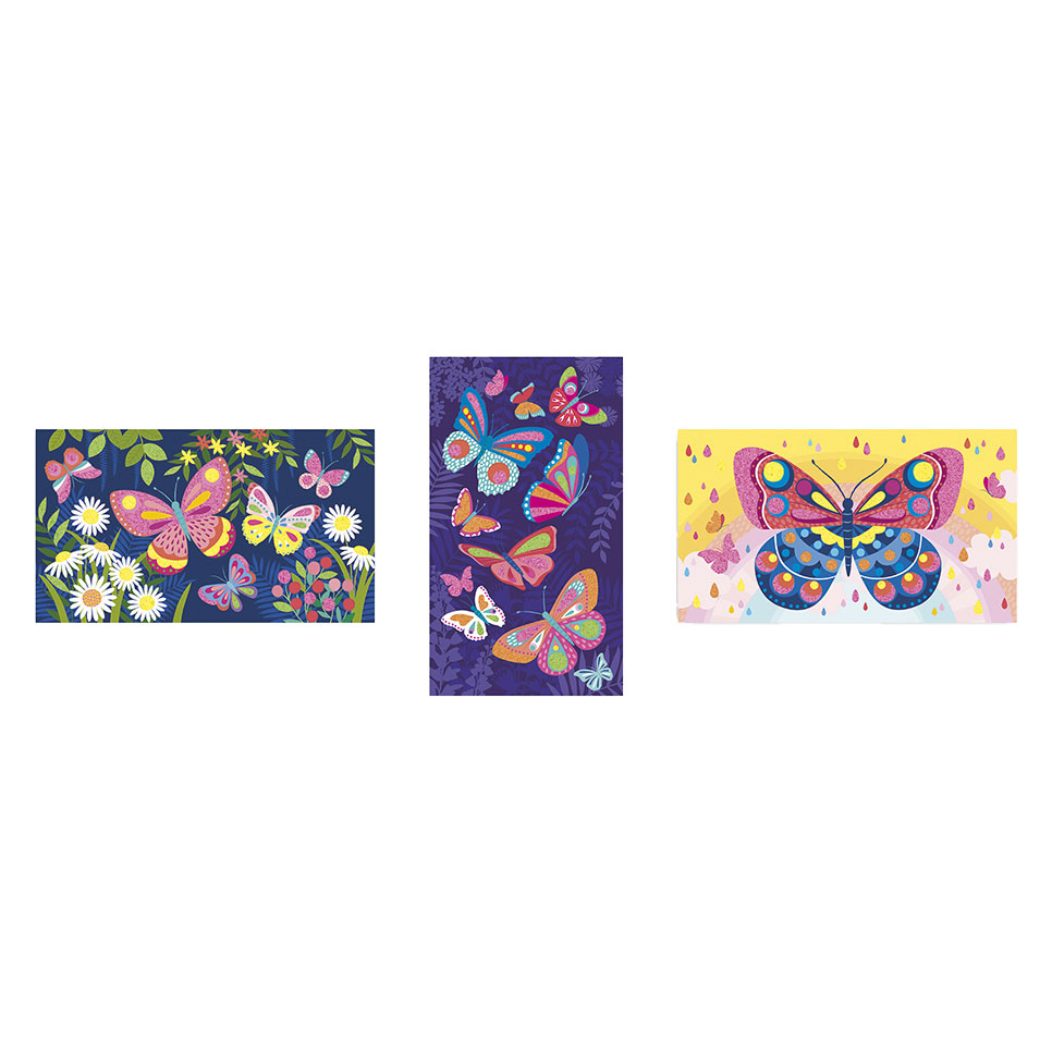 Janod Atelier – Fluor-Sandkarten, Schmetterlinge