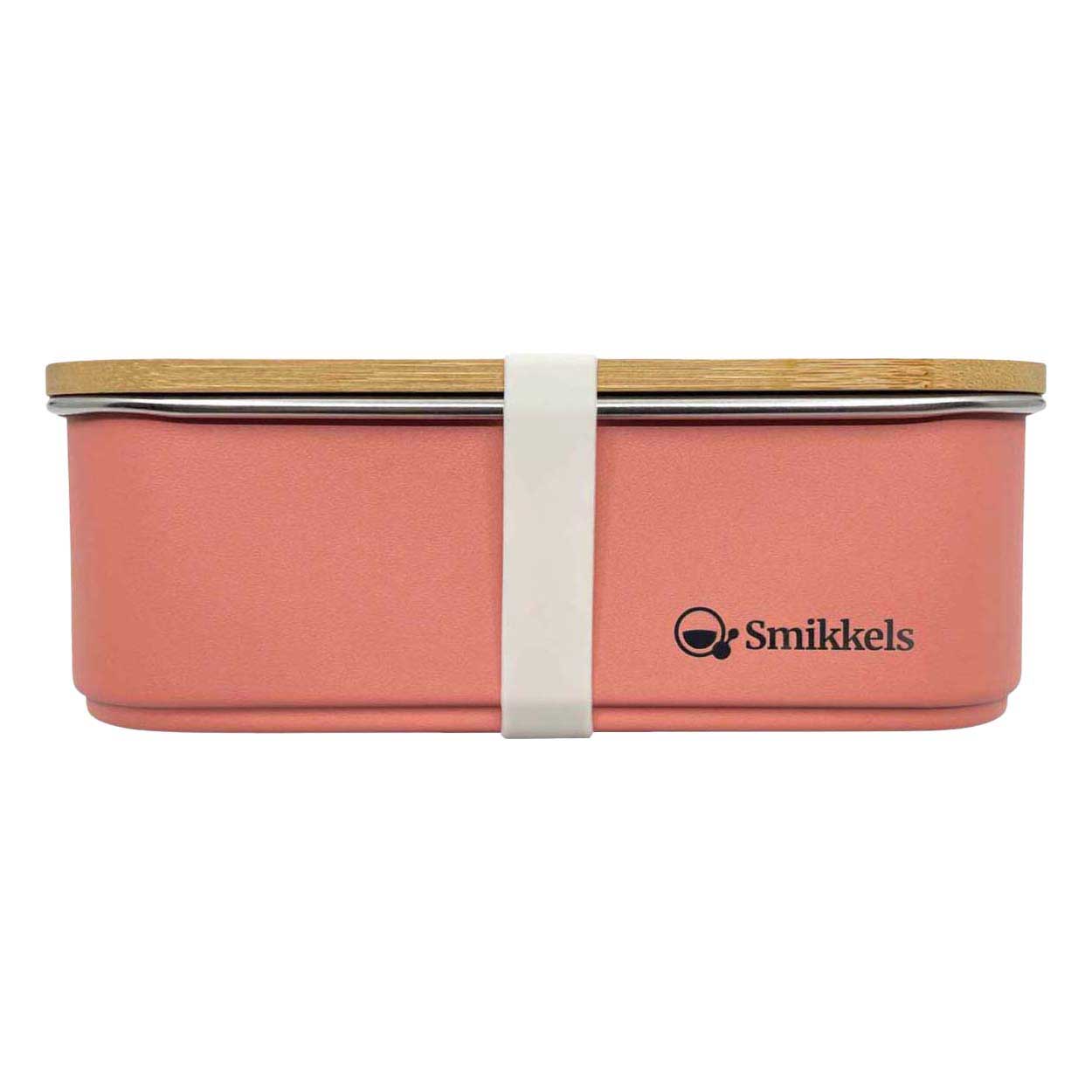 Smikkels Lunchbox aus Edelstahl mit Bambusdeckel, 900 ml, Rosa