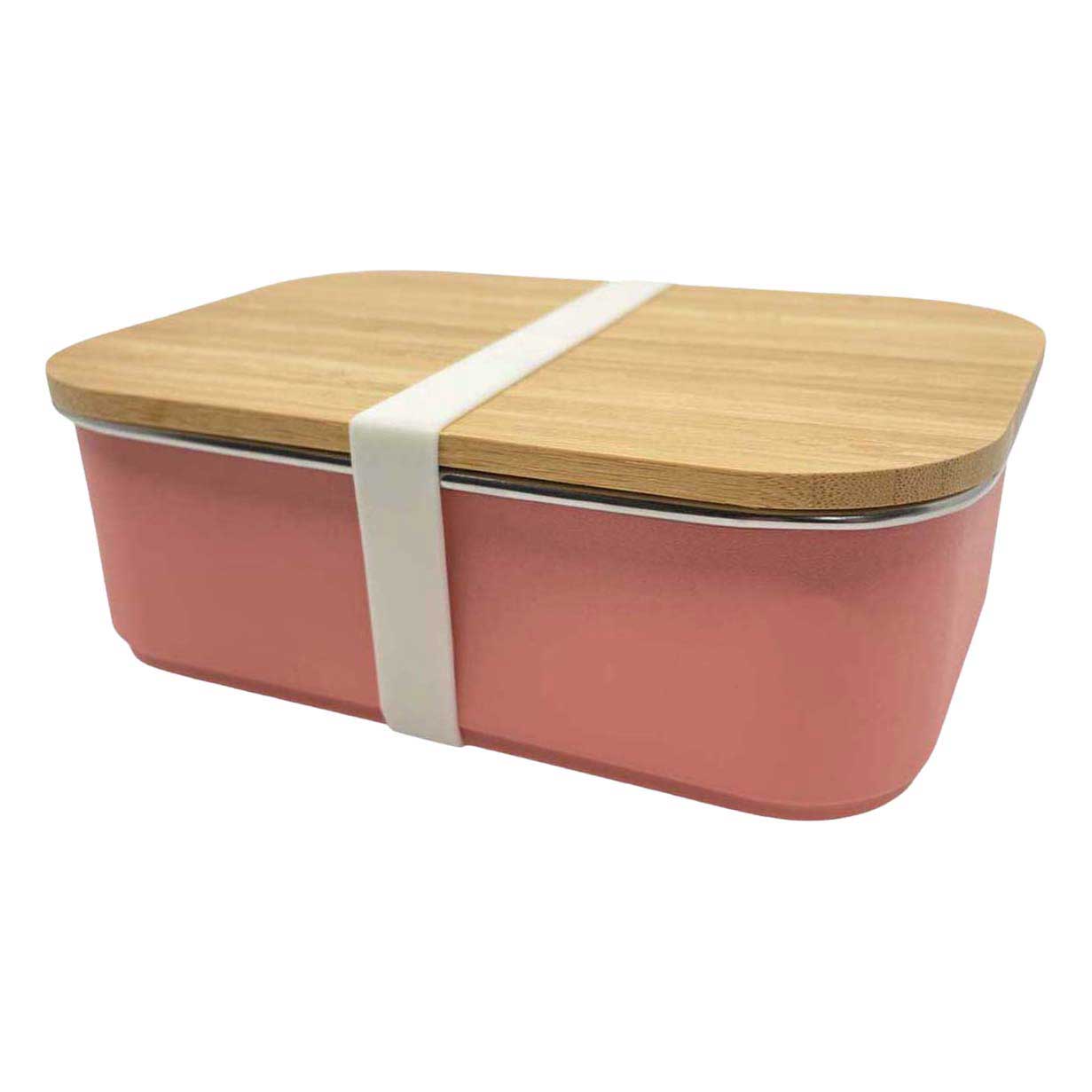Smikkels Lunchbox aus Edelstahl mit Bambusdeckel, 900 ml, Rosa