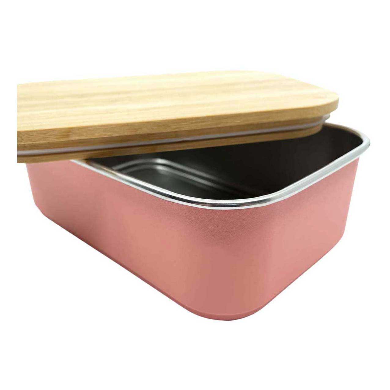 Smikkels Lunchbox aus Edelstahl mit Bambusdeckel, 900 ml, Rosa