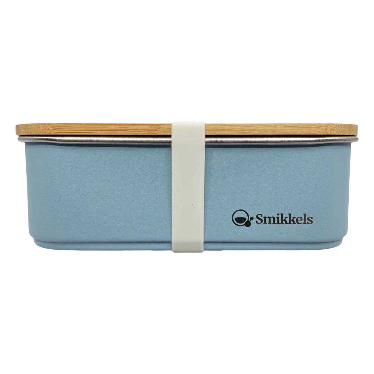 Boîte à lunch Smikkels en acier inoxydable avec couvercle en bambou 900 ml - Bleu