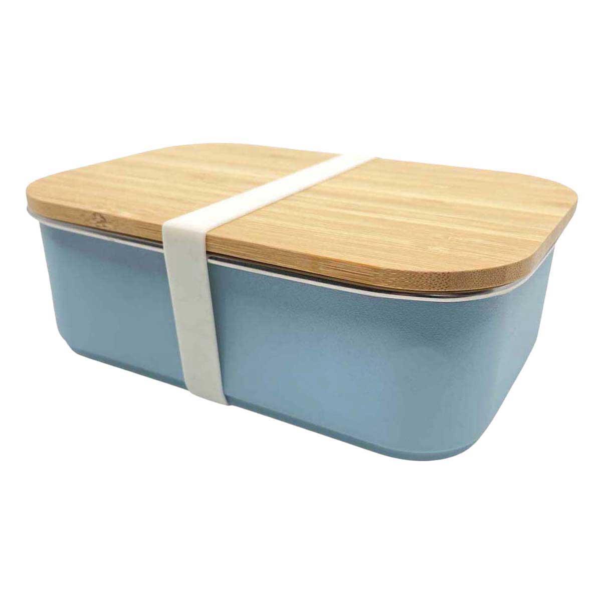 Boîte à lunch Smikkels en acier inoxydable avec couvercle en bambou 900 ml - Bleu