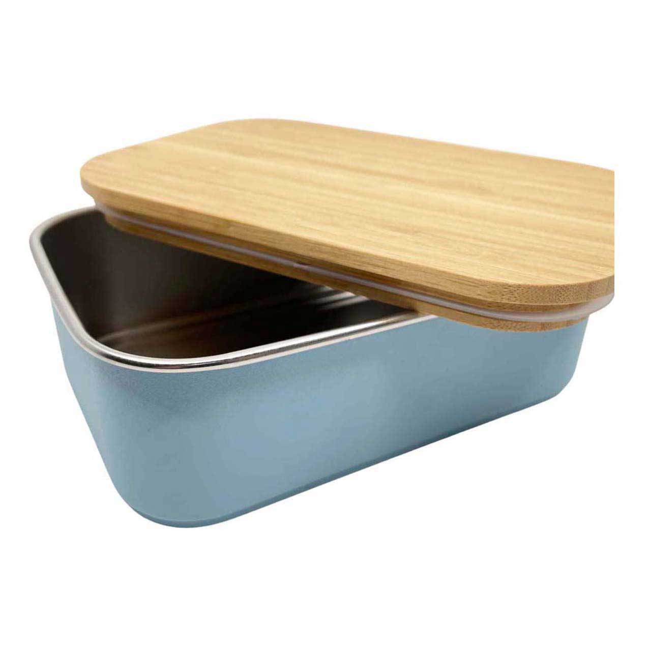 Boîte à lunch Smikkels en acier inoxydable avec couvercle en bambou 900 ml - Bleu