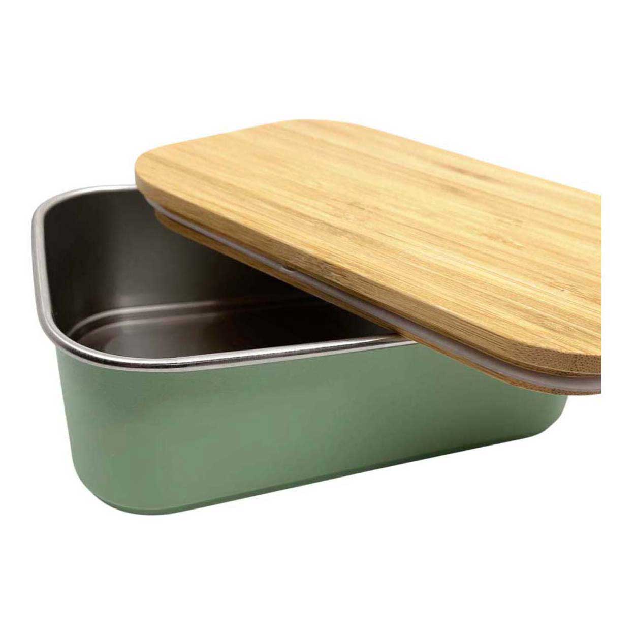 Smikkels RVS Broodtrommel met Bamboe Deksel 900ml - Groen