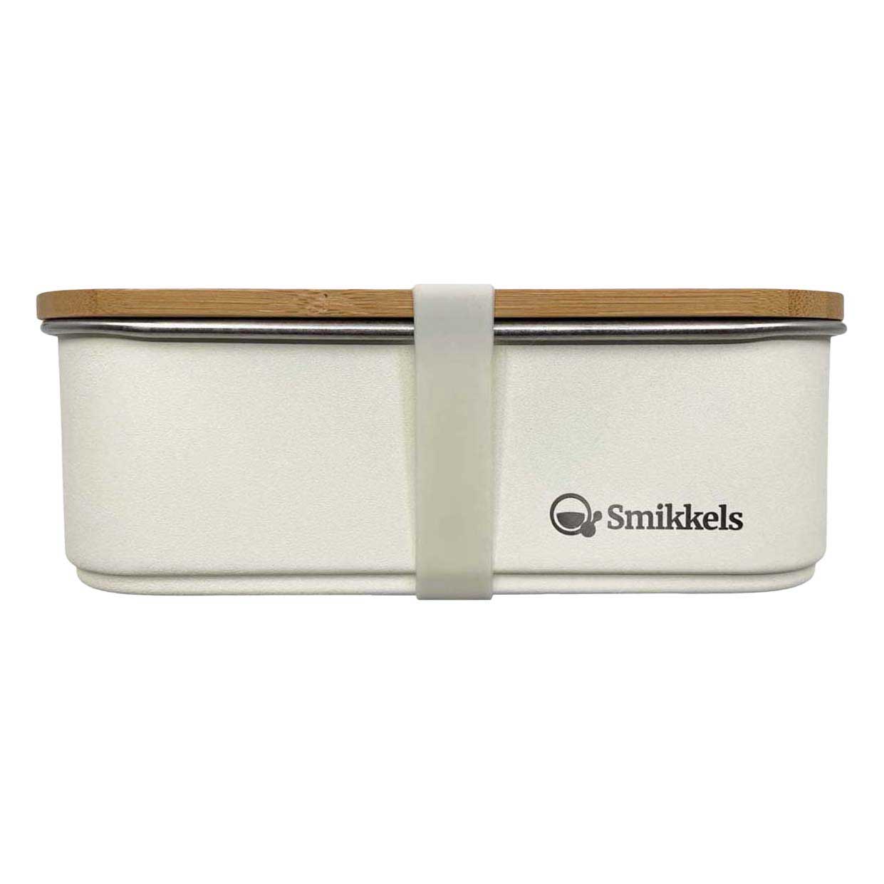Smikkels Lunchbox aus Edelstahl mit Bambusdeckel, 900 ml, Weiß