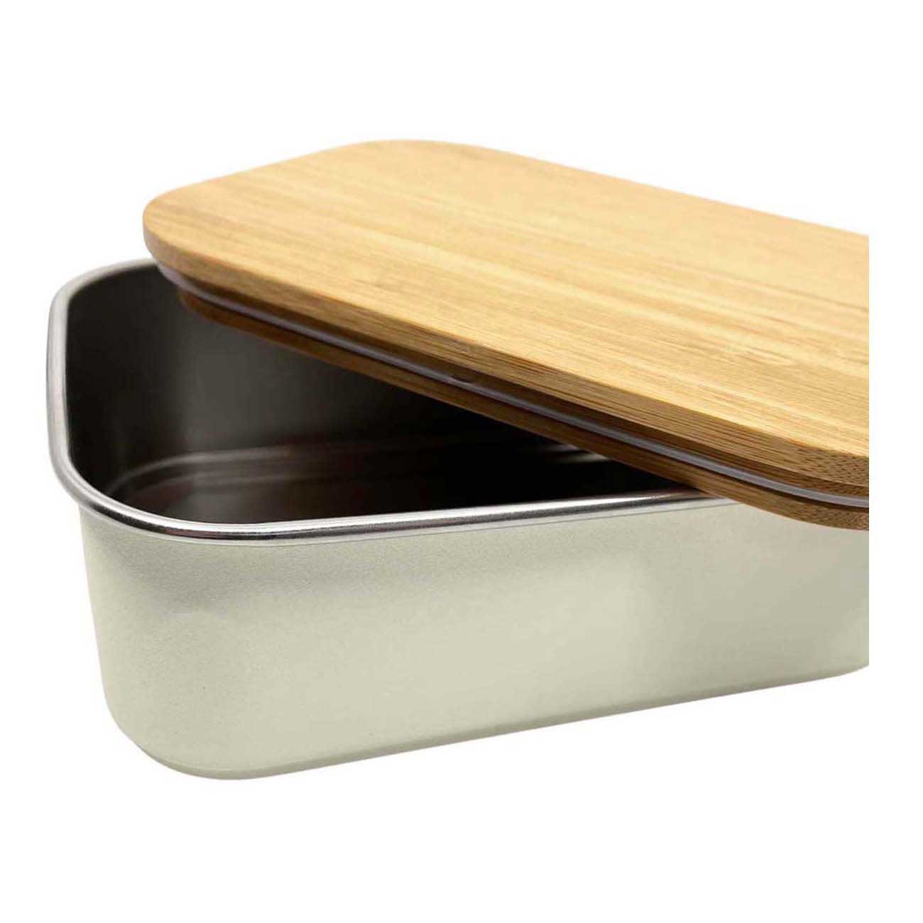 Smikkels Lunchbox aus Edelstahl mit Bambusdeckel, 900 ml, Weiß