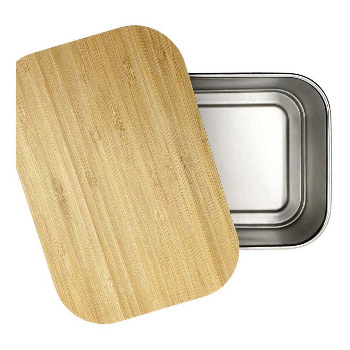 Smikkels Lunchbox aus Edelstahl mit Bambusdeckel, 900 ml, Weiß