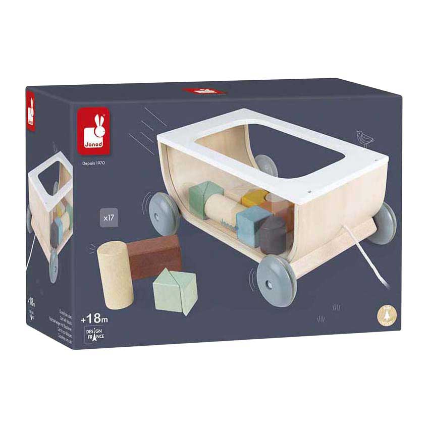 Janod Sweet Cocoon - Houten Blokkenkar - 18dlg.