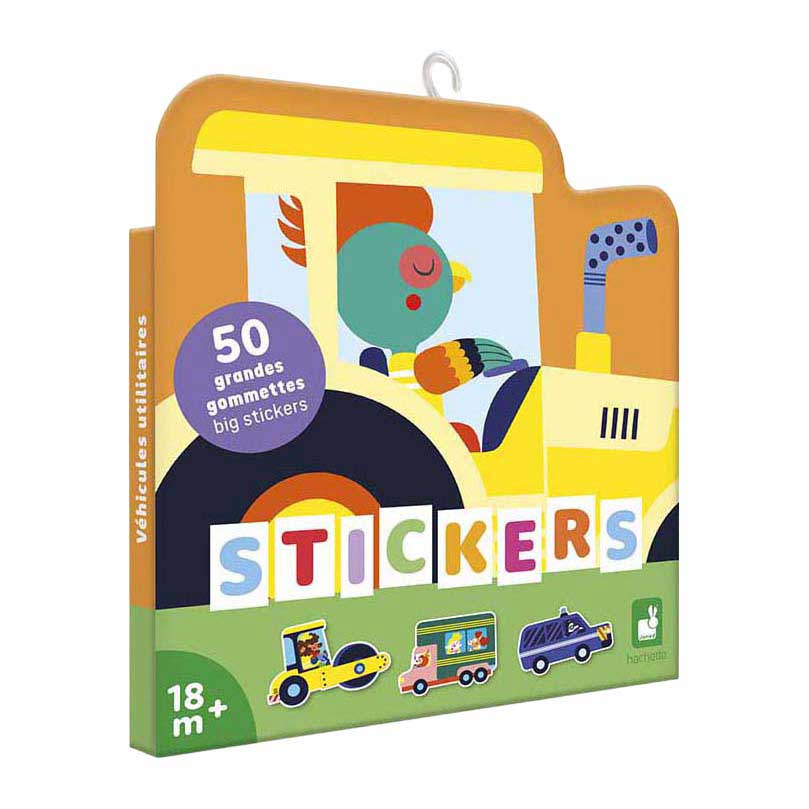 Janod Stickers - 50 Grote Stickers Voertuigen