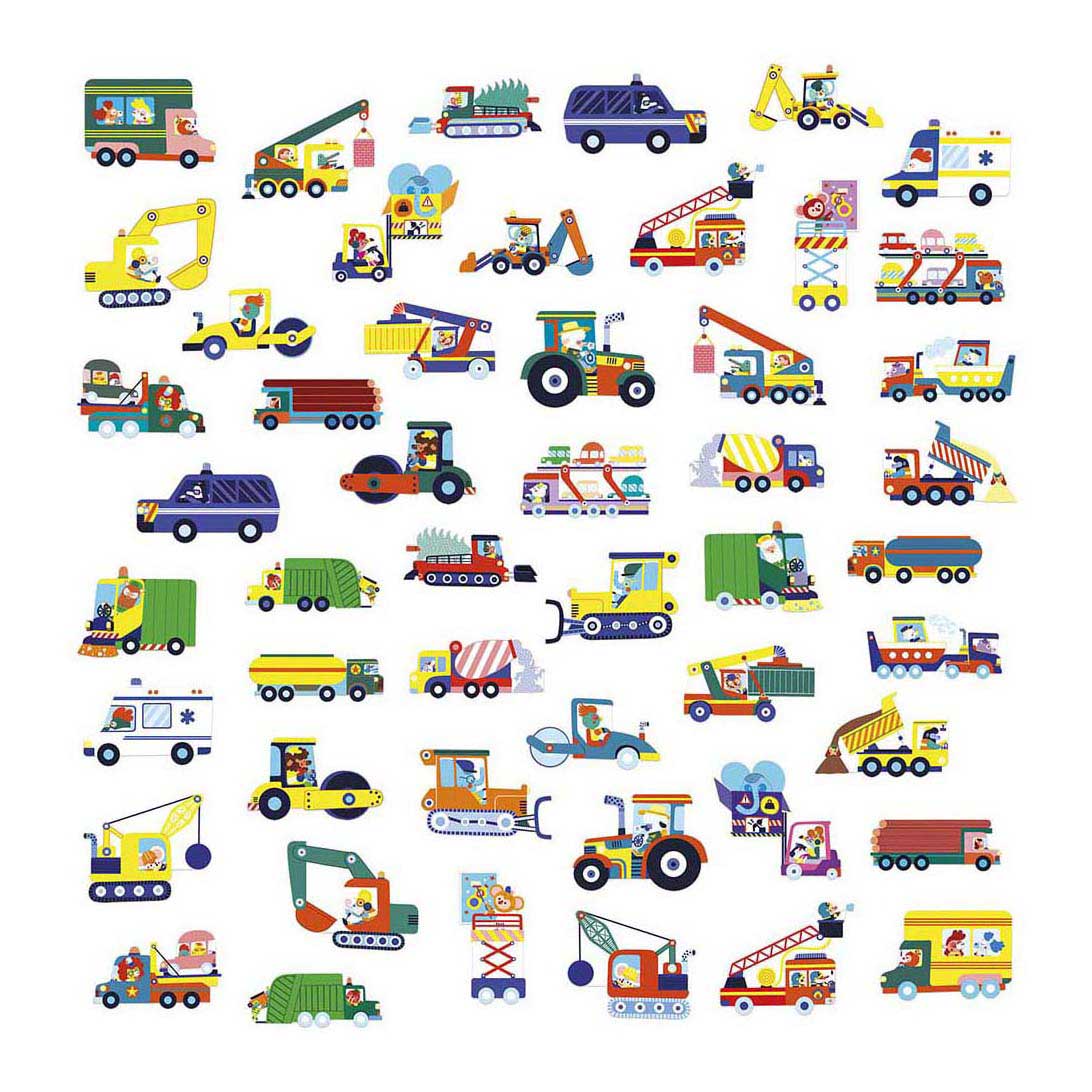 Janod Stickers - 50 Grote Stickers Voertuigen