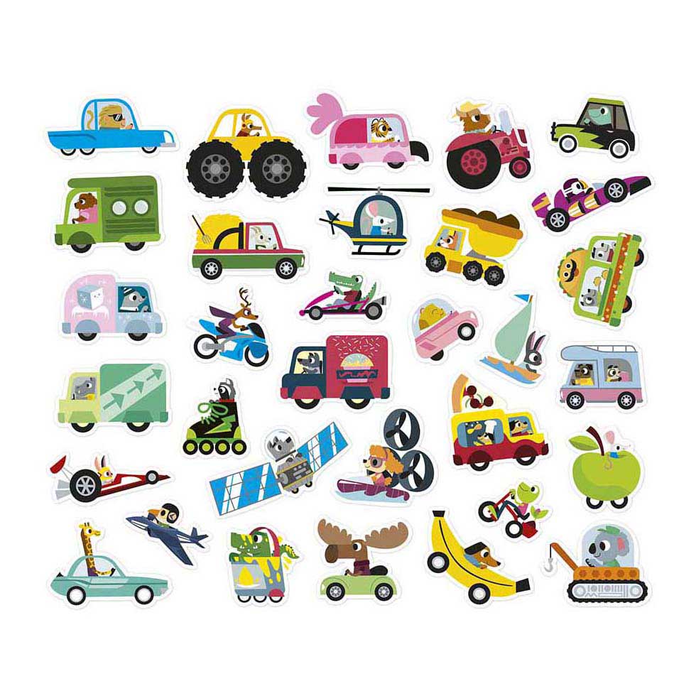 Janod Stickers - Planche de 200 stickers véhicules