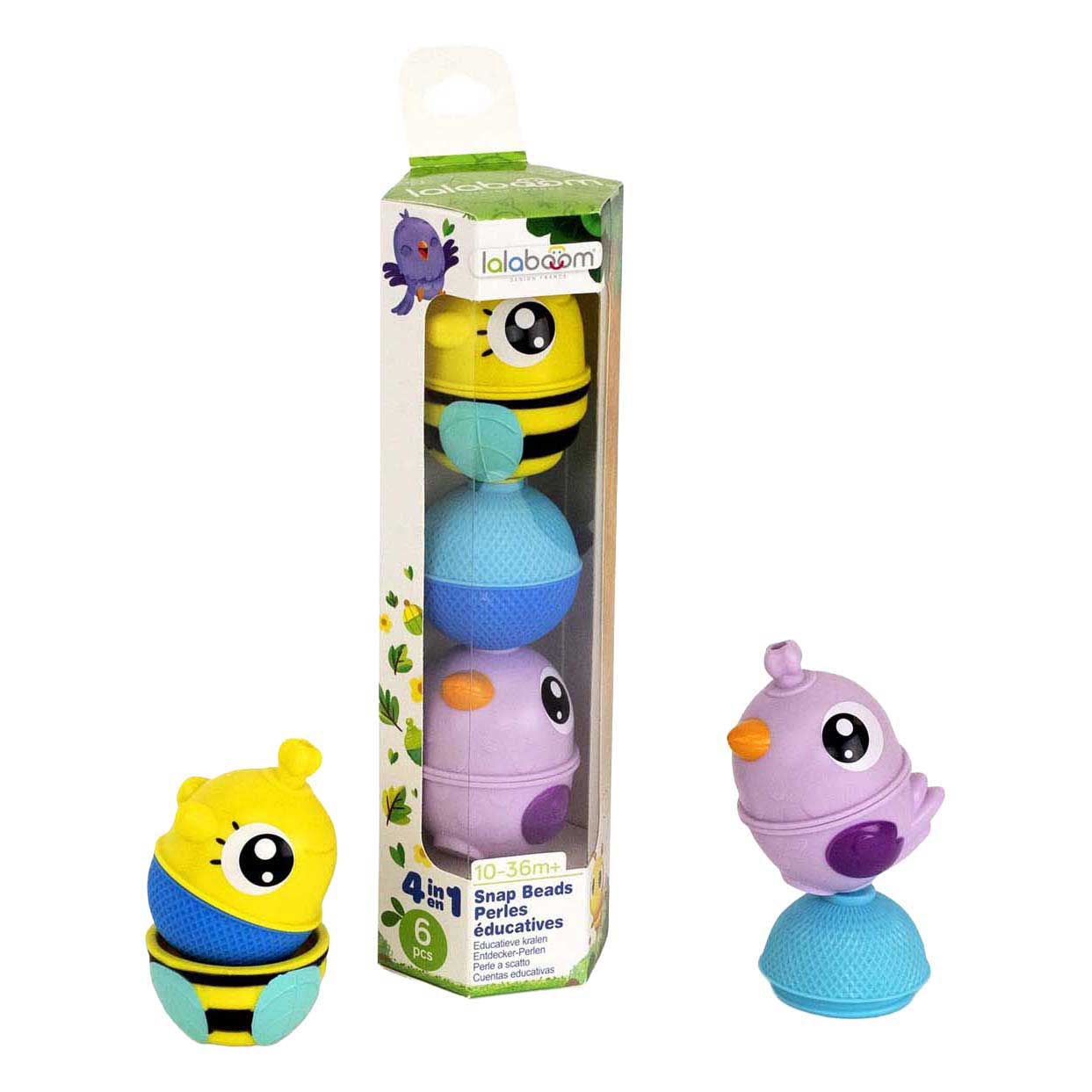 Lalaboom - Set Dieren Bij en Paarse Vogel - 6st.