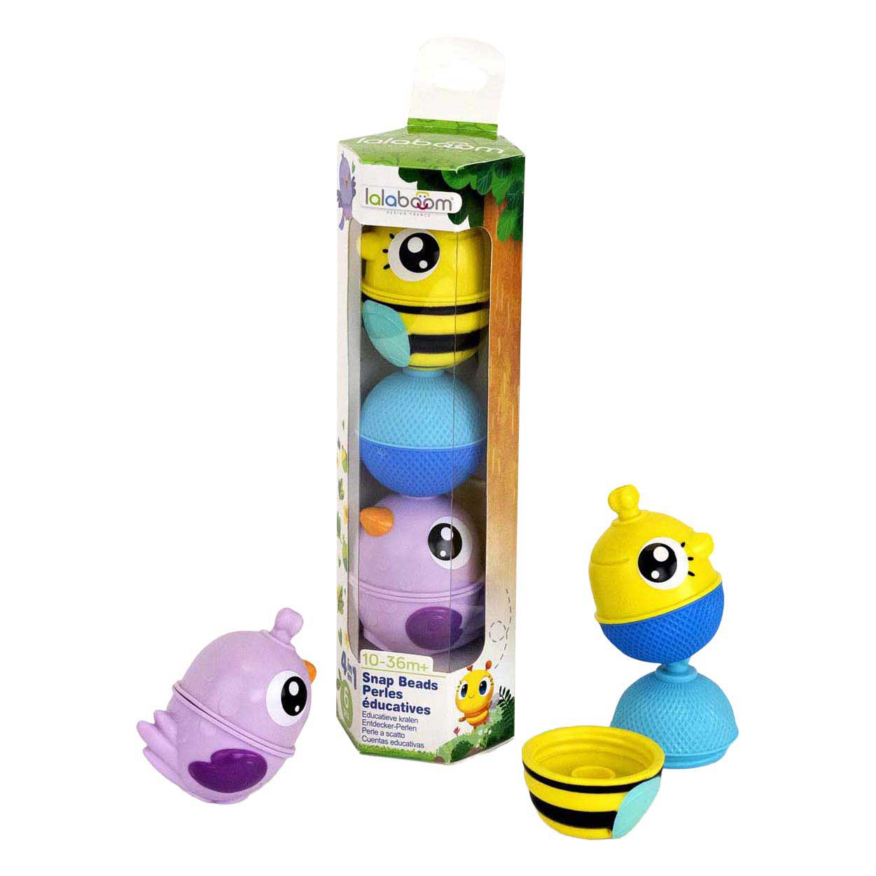Lalaboom - Set Dieren Bij en Paarse Vogel - 6st.