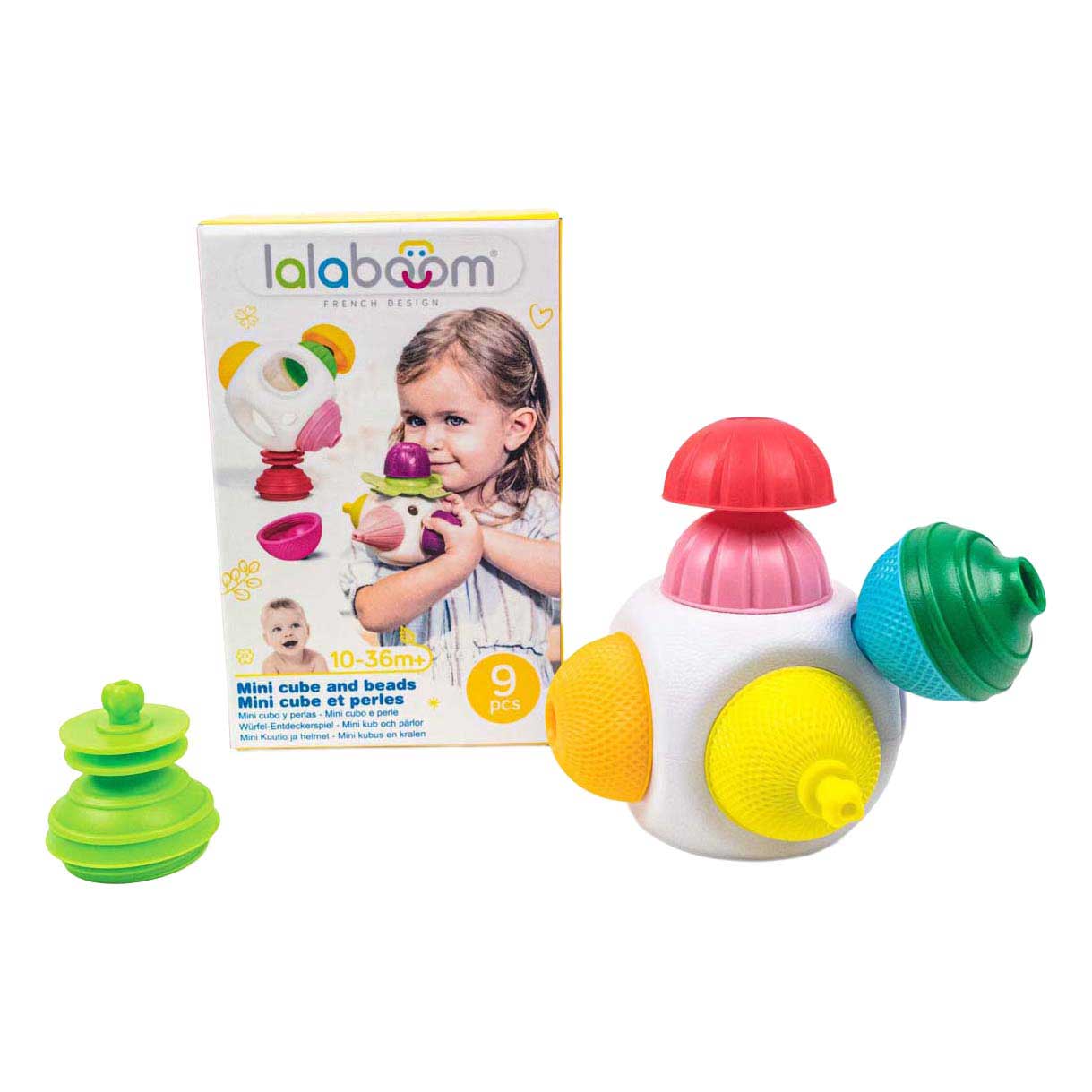 Lalaboom - Mini kubus met Educatieve Kralen - 9st.