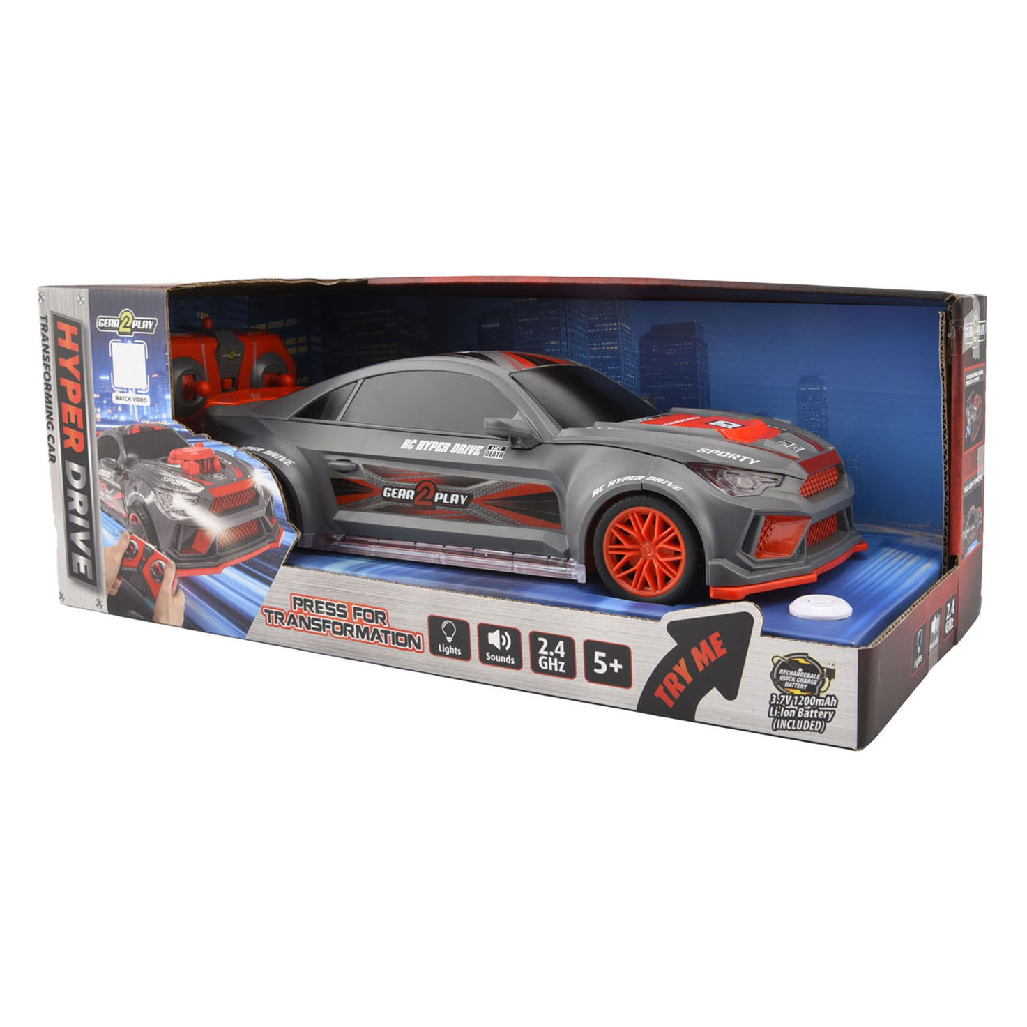 Gear2Play RC 2.4GHz Bestuurbare Hyper Drive Raceauto - 1:14