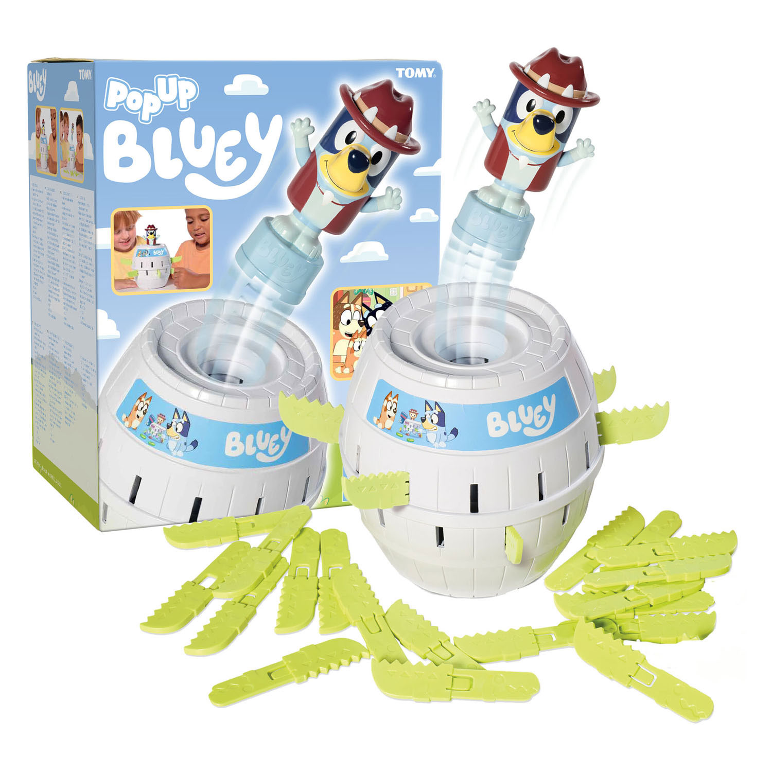 Tomy Pop Up Bluey in de Ton Kinderspel