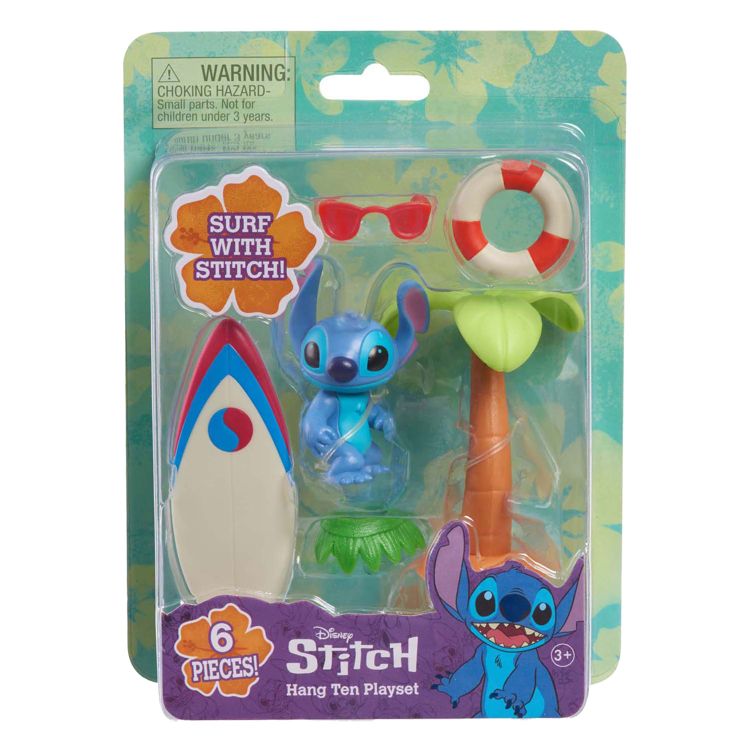 Figurine de jeu Stitch avec ensemble de jeu de planche de surf, 5 pièces.