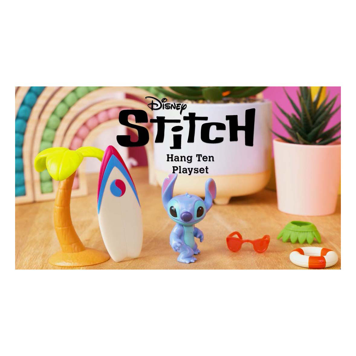 Figurine de jeu Stitch avec ensemble de jeu de planche de surf, 5 pièces.