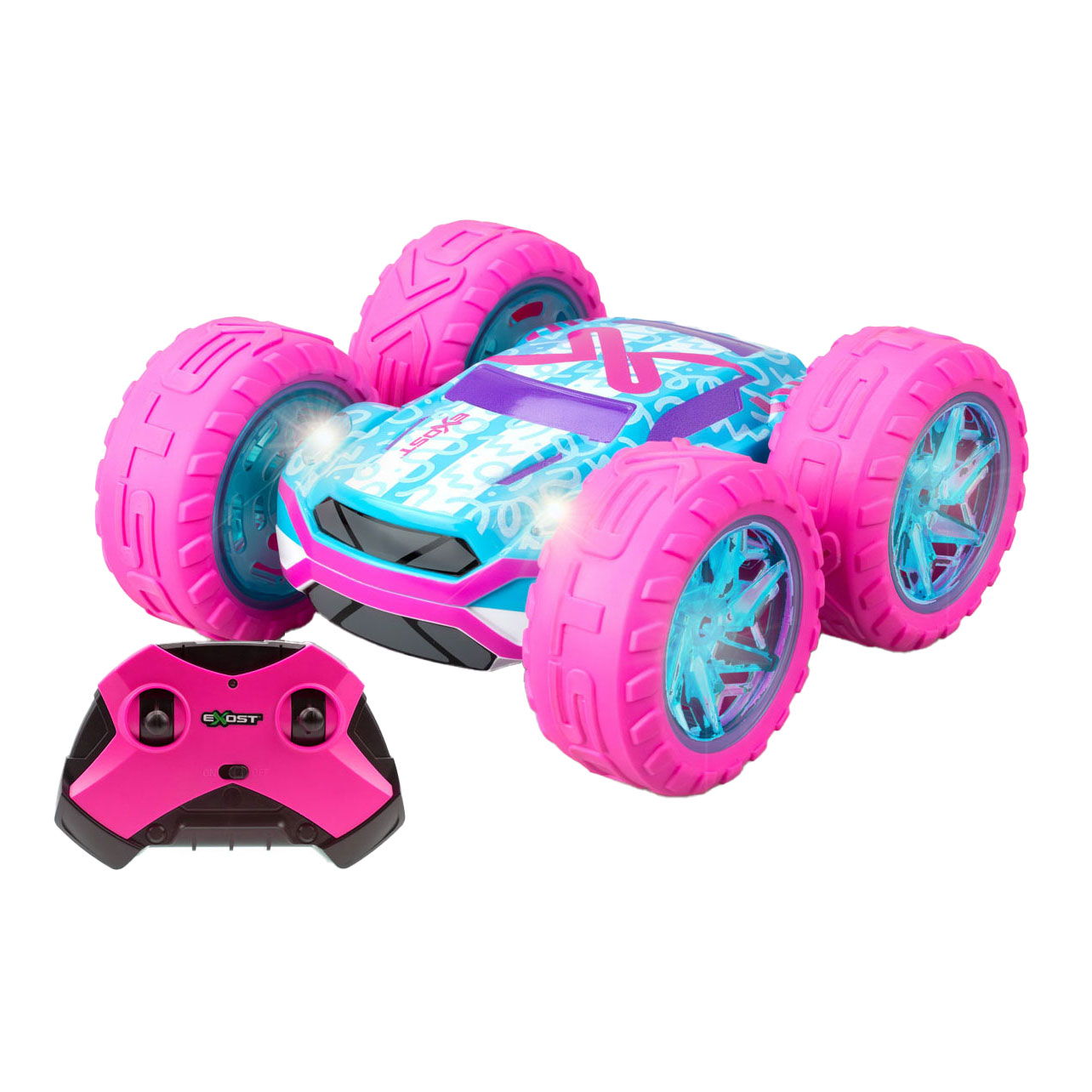 Exost RC 360 Cross Flash Stuntauto roze - Flashing wheels