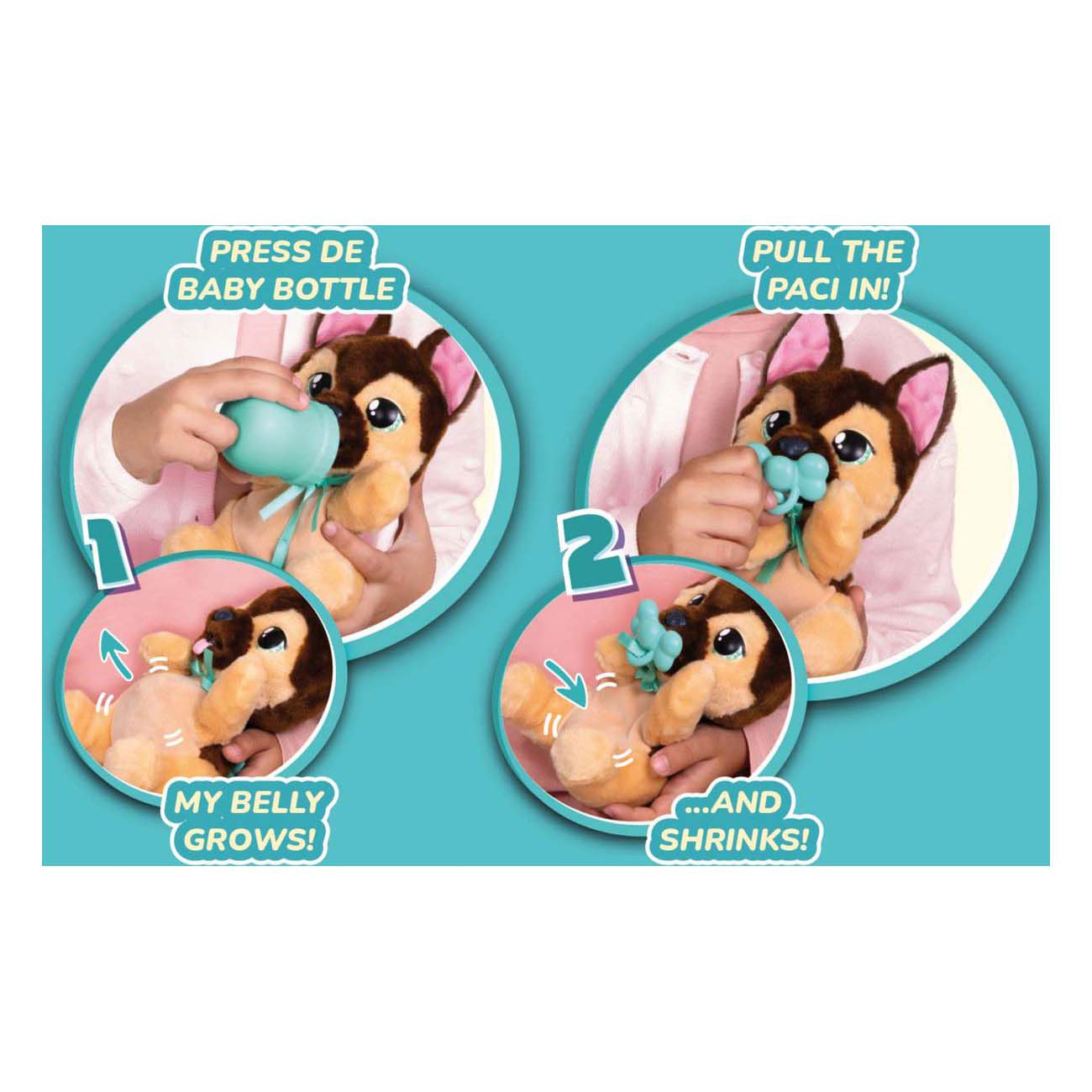 Peluche interactive Baby Paws Yummy Berger Allemand