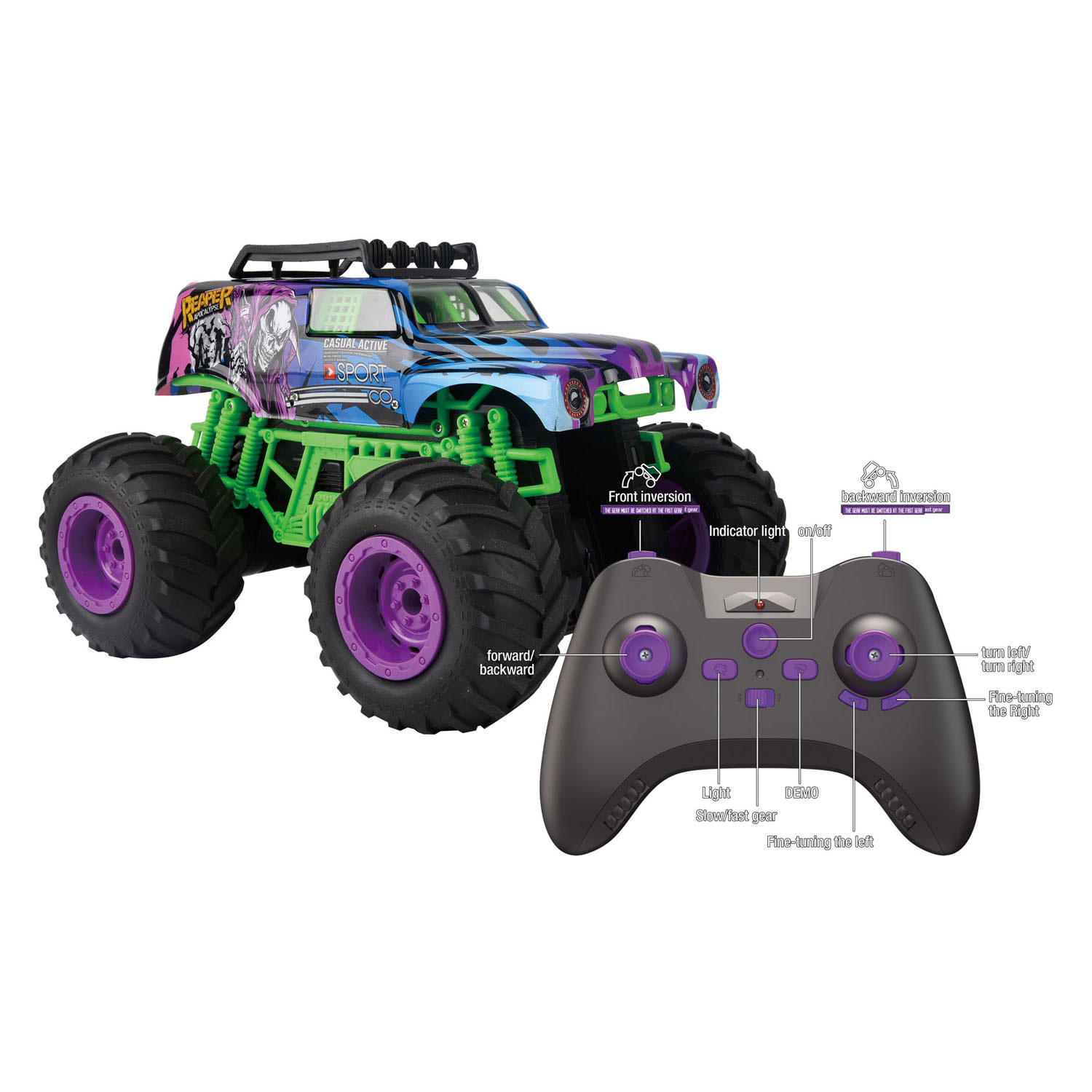 Gear2Play RC Bestuurbare Auto Monster Truck Reaper Apocalypse