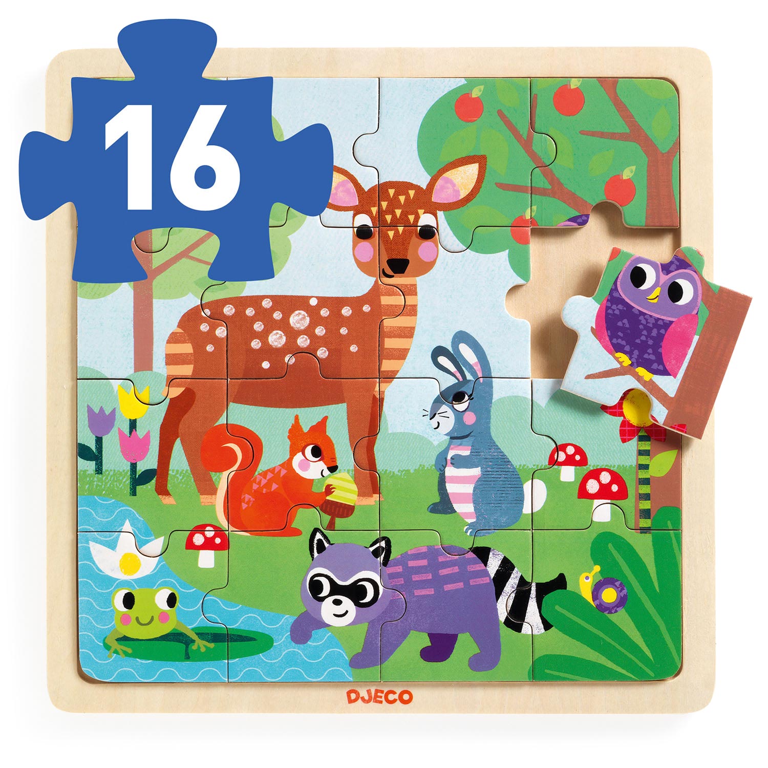 Djeco Puzzle en bois Forêt, 16 pièces.