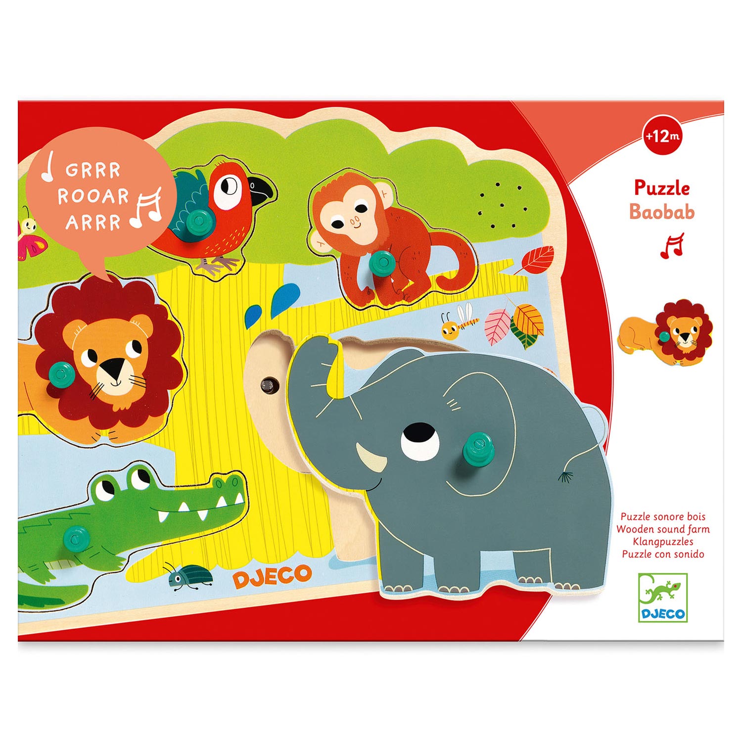 Djeco Stud Puzzle sonore Animaux sauvages