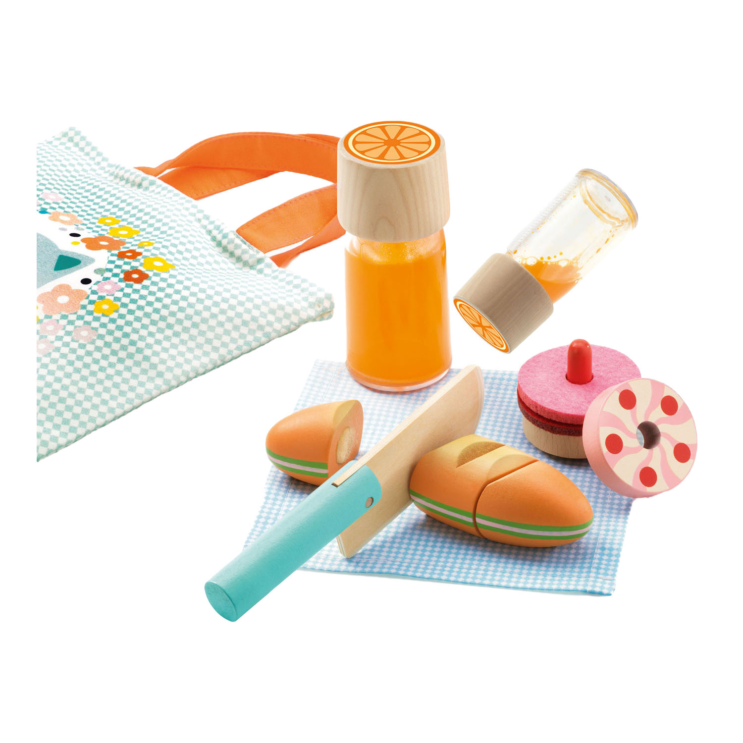 Djeco Kitten Picnic Spielfutter-Set aus Holz, 10-teilig.