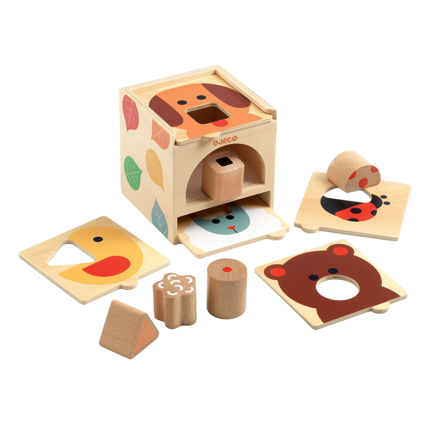 Djeco Boxbasic Jeu de Formes en Bois, 6 pcs.