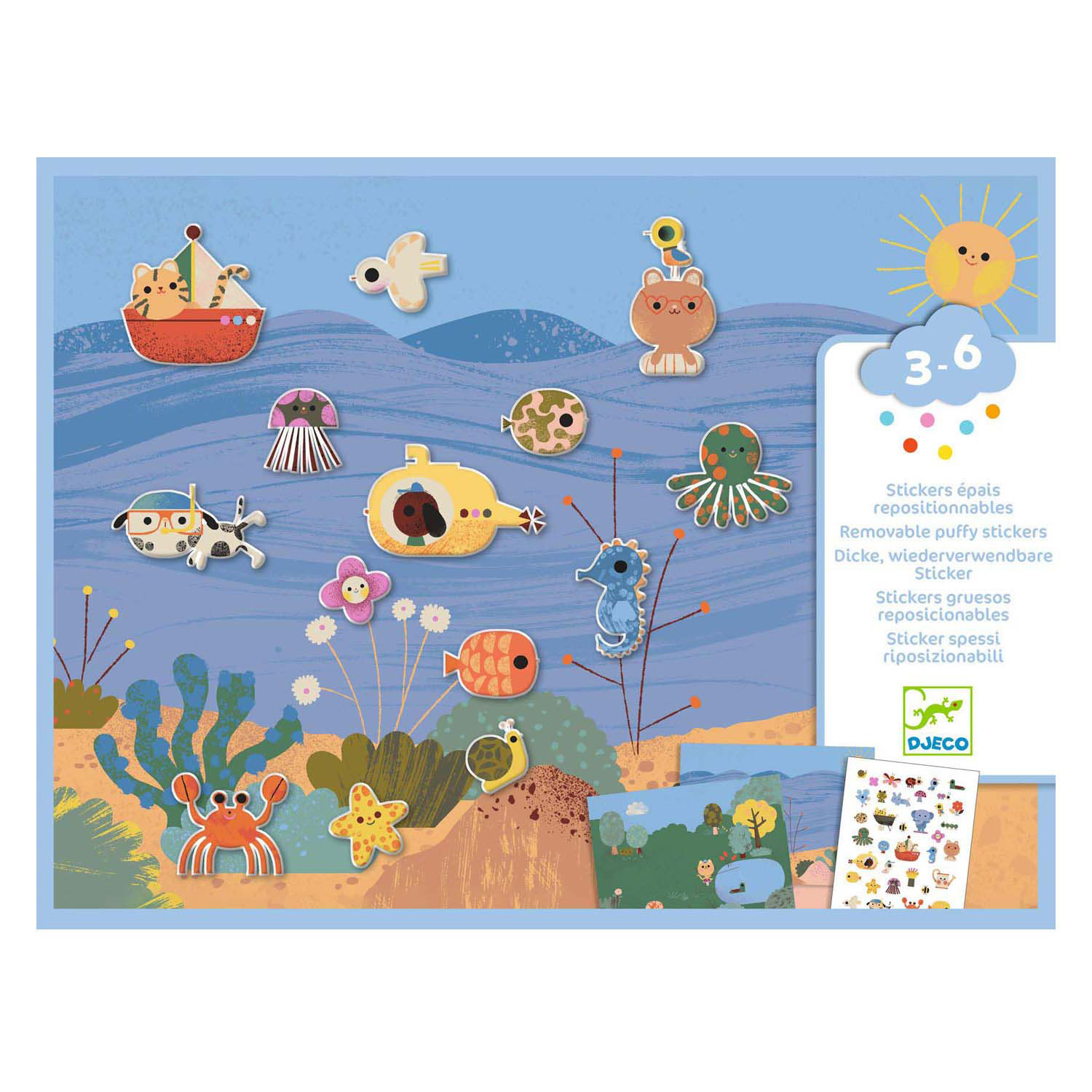 Djeco Puffy Stickers mit klebrigem Hintergrund 'Sommer'