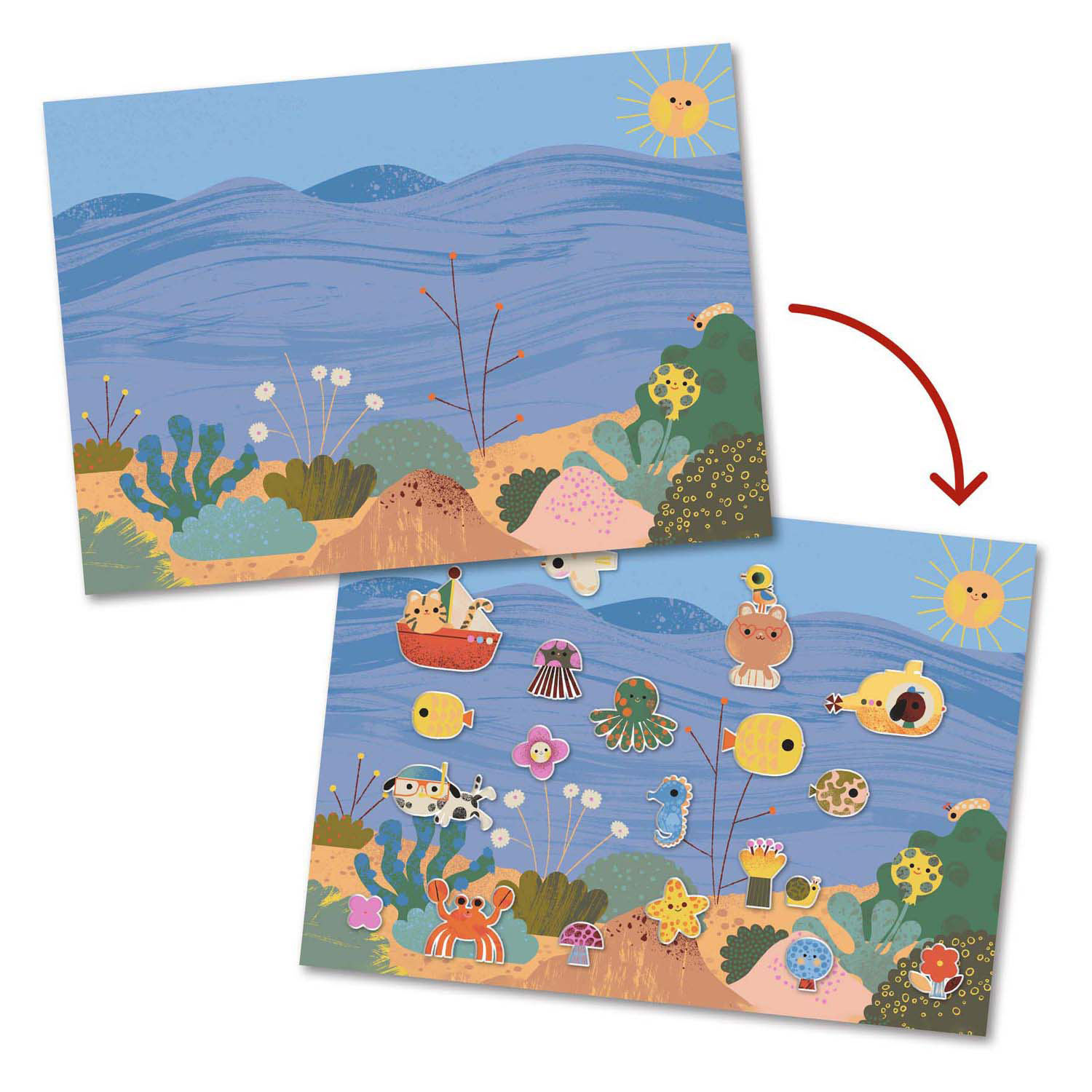 Djeco Puffy Stickers mit klebrigem Hintergrund 'Sommer'